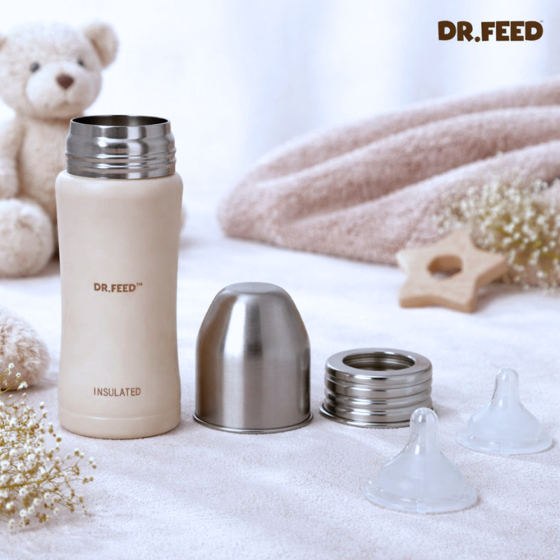 ADORE DR.FEED Majestique Insulated Stainless Steel Baby Feeding Bottle – 270 ml (Double Wall, BPA-Free)
