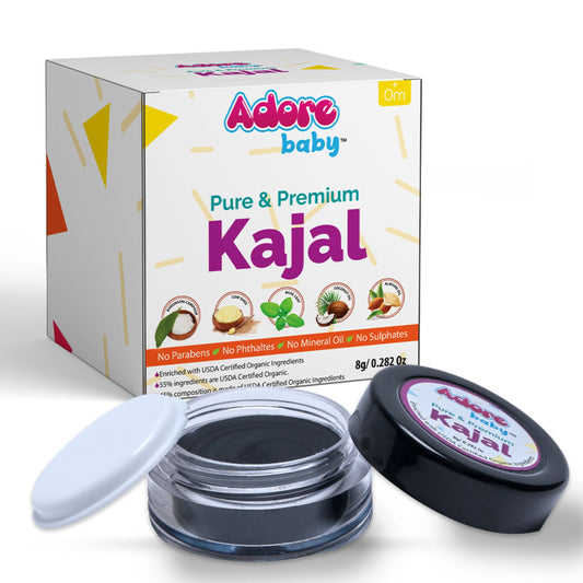 Adore Baby Pure & Premium Kajal - Enriched with USDA Certified Organic Ingredients , 8GM