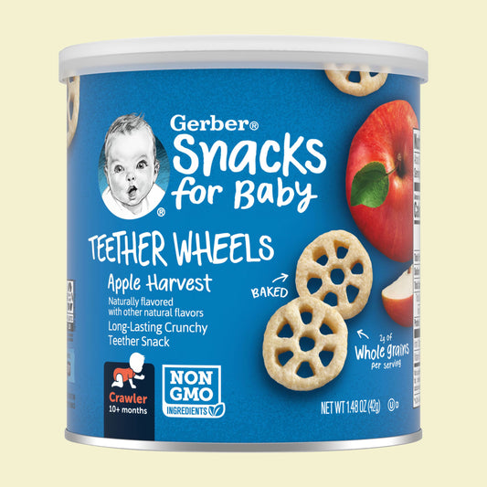 Gerber Snacks for Baby Teether Wheels – Apple Harvest | Crunchy Teething Snack | Non-GMO | Crawler 10+ Months