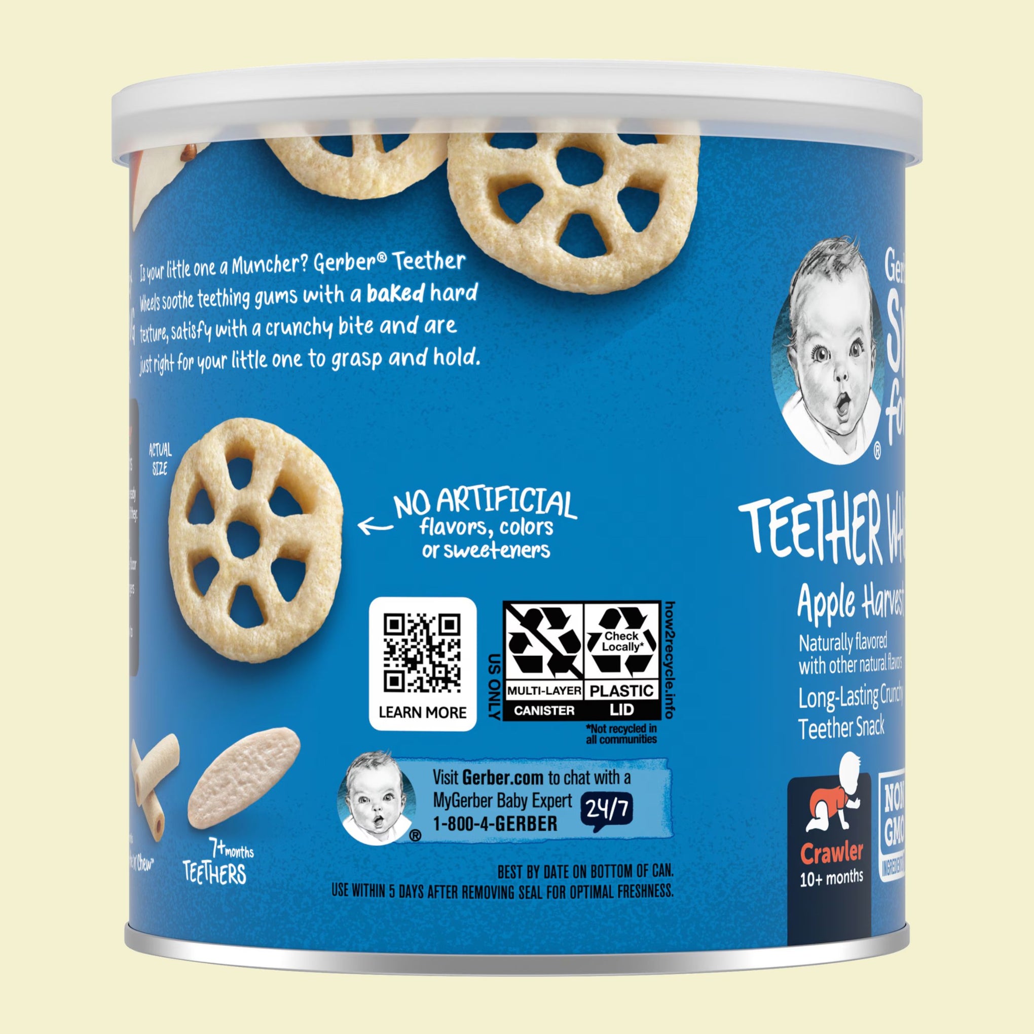 Gerber Snacks for Baby Teether Wheels – Apple Harvest | Crunchy Teething Snack | Non-GMO | Crawler 10+ Months