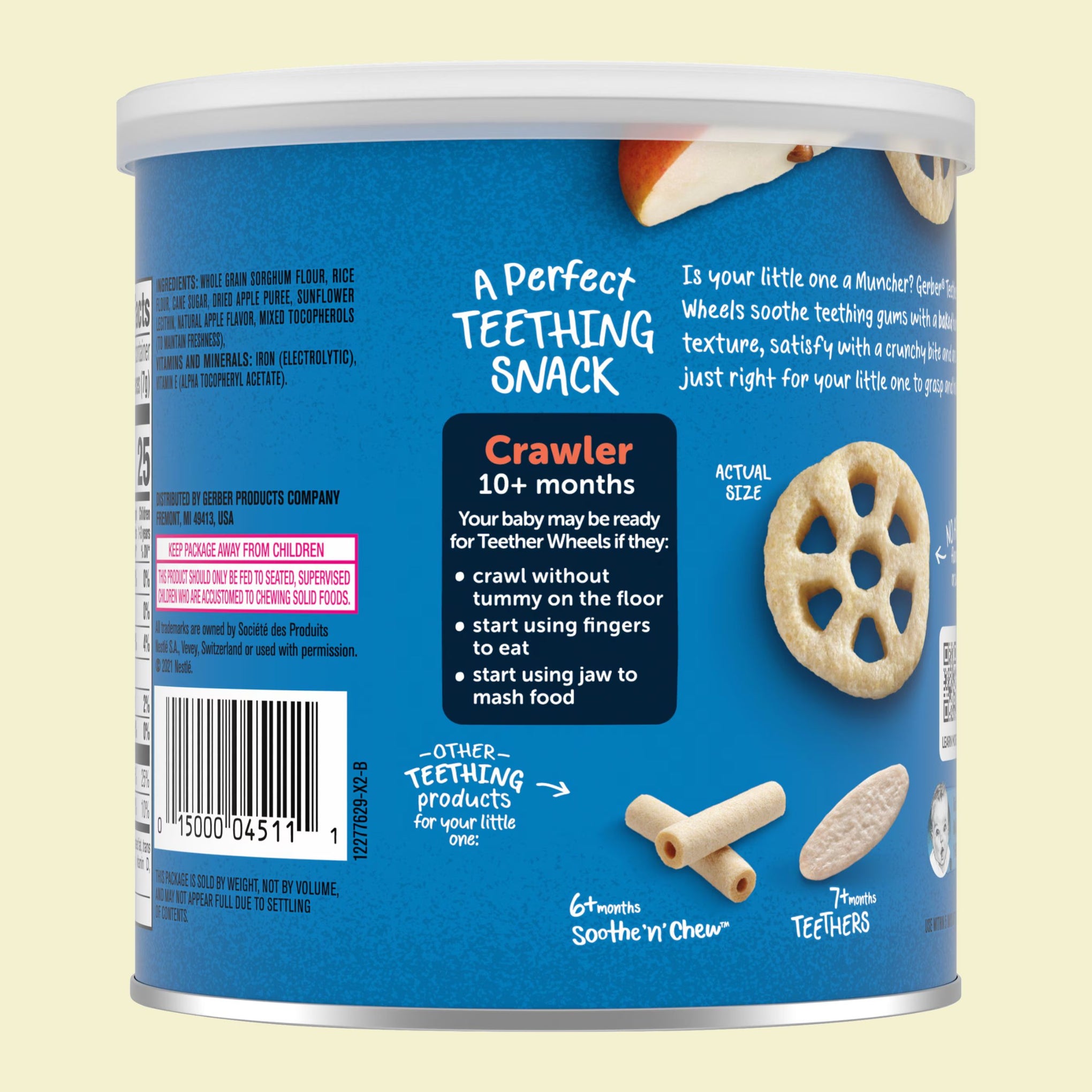 Gerber Snacks for Baby Teether Wheels – Apple Harvest | Crunchy Teething Snack | Non-GMO | Crawler 10+ Months