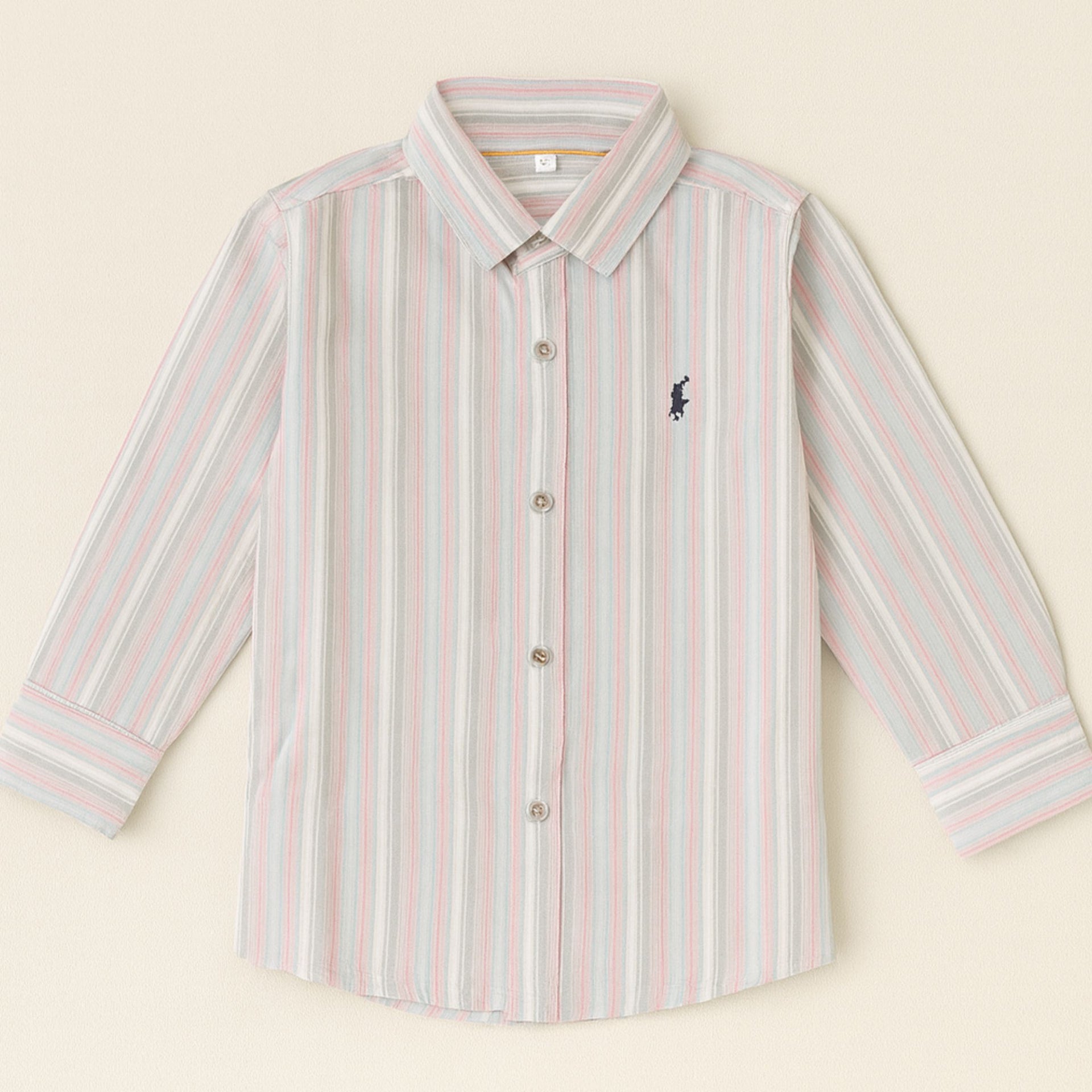 smile baby Boys’ Striped Cotton Shirt – Classic Long Sleeve (18M–10Y)