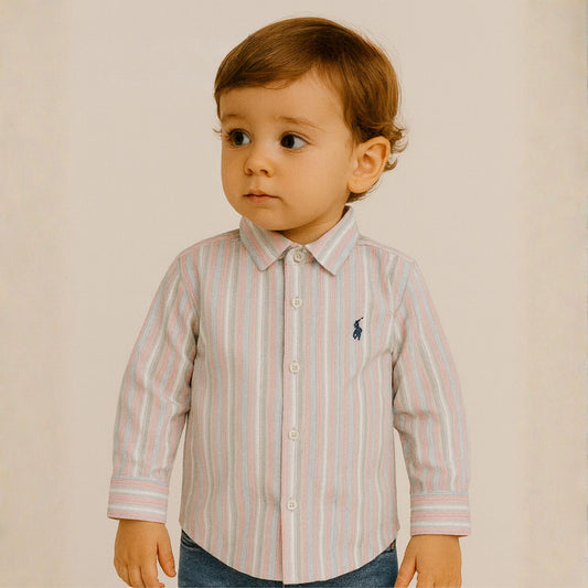 DONOO Boys’ Striped Cotton Shirt – Classic Long Sleeve (18M–10Y)