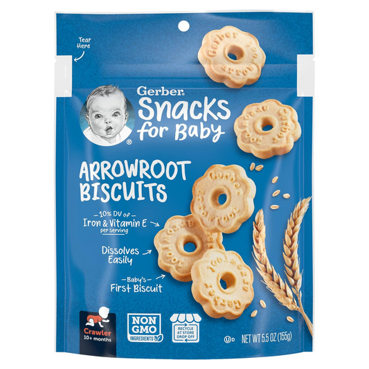 Gerber Snacks for Baby Biscuits, Arrowroot, 5.5 oz Bag