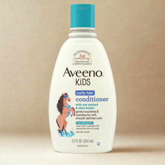 Aveeno Baby Kids Curly Hair Conditioner With Oat Extract & Shea Butter, Gently Nourishes & Hydrates For Defined Curls, Tear-Free & Suitable For Sensitive Skin, Hypoallergenic, 12 Fl. Oz, 1 Count