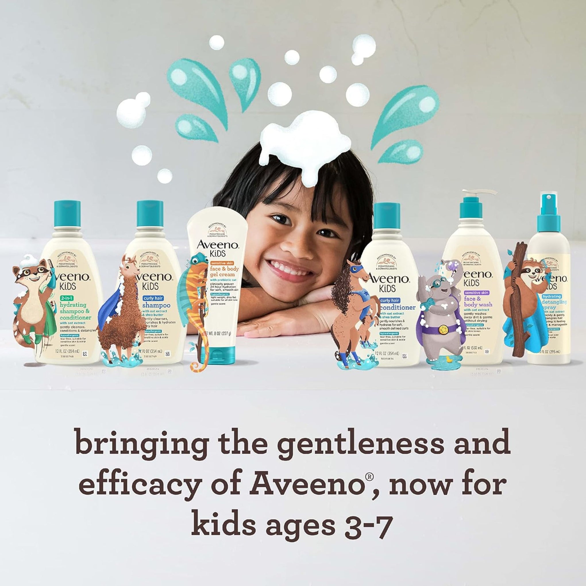 Aveeno Baby Kids Curly Hair Conditioner With Oat Extract & Shea Butter, Gently Nourishes & Hydrates For Defined Curls, Tear-Free & Suitable For Sensitive Skin, Hypoallergenic, 12 Fl. Oz, 1 Count