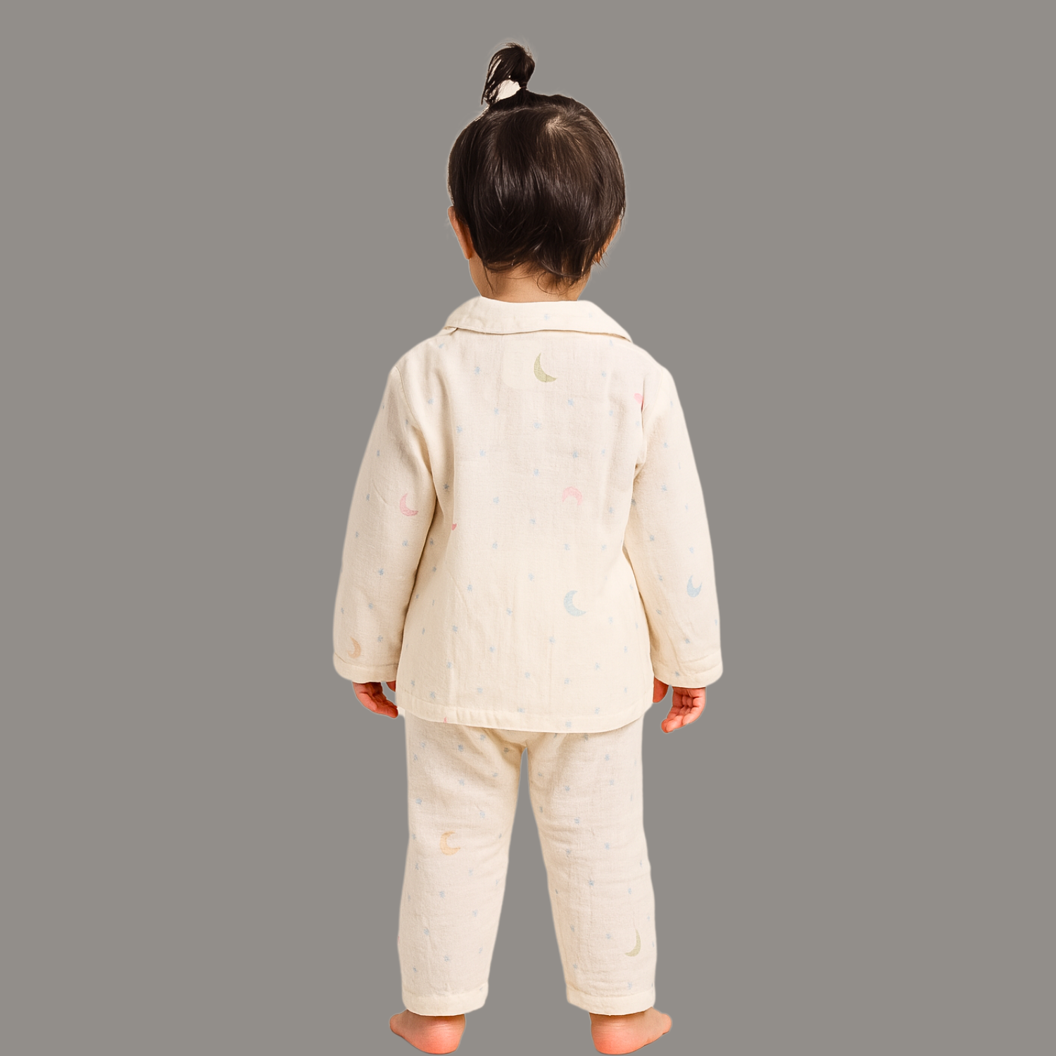 Girls Muslin Cotton Printed Night Suit – Moon & Stars Design | 6–36 Months