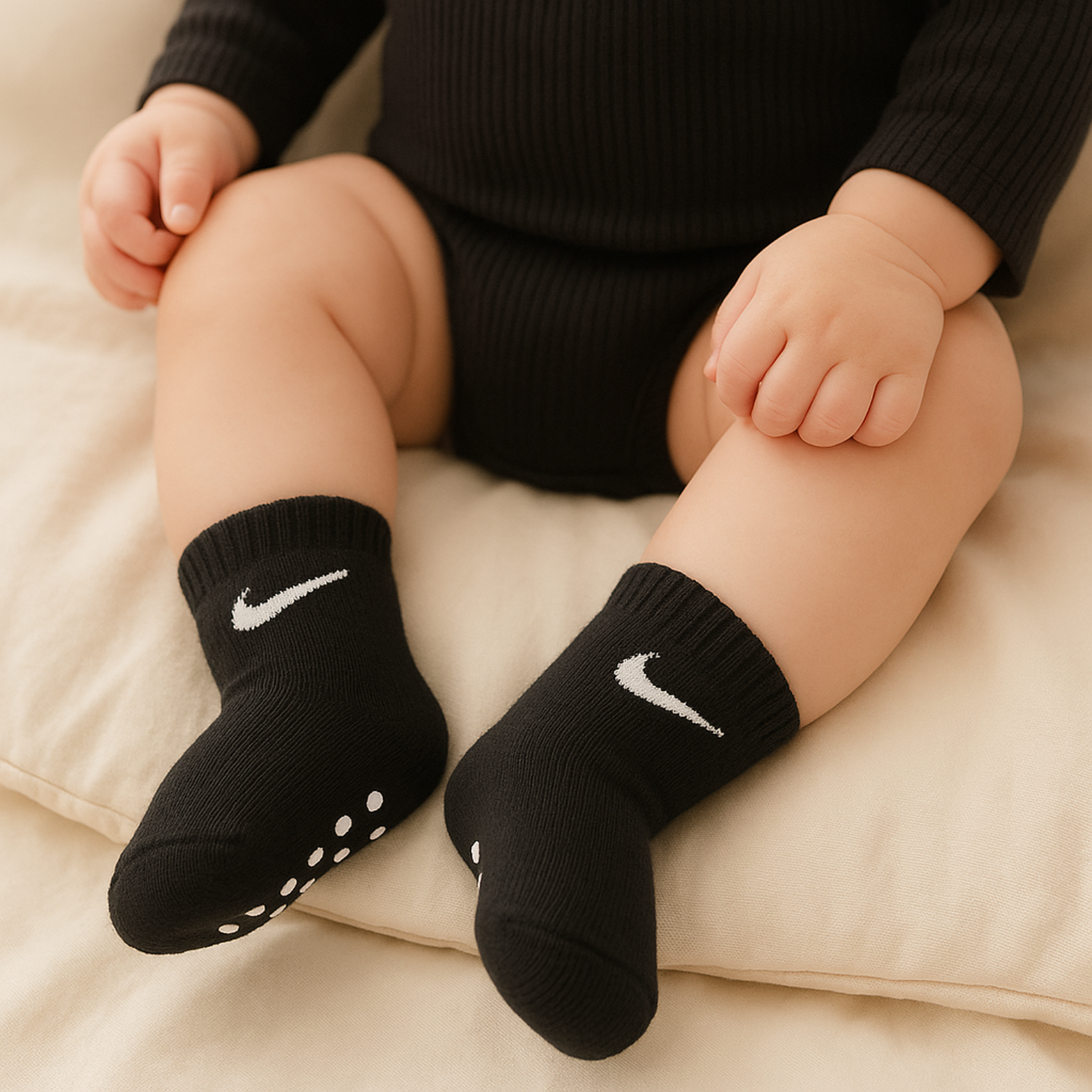 SMILE BABY 3-Pair Anti-Slip Toddler Socks – Black, Grey & White (1–5Y)