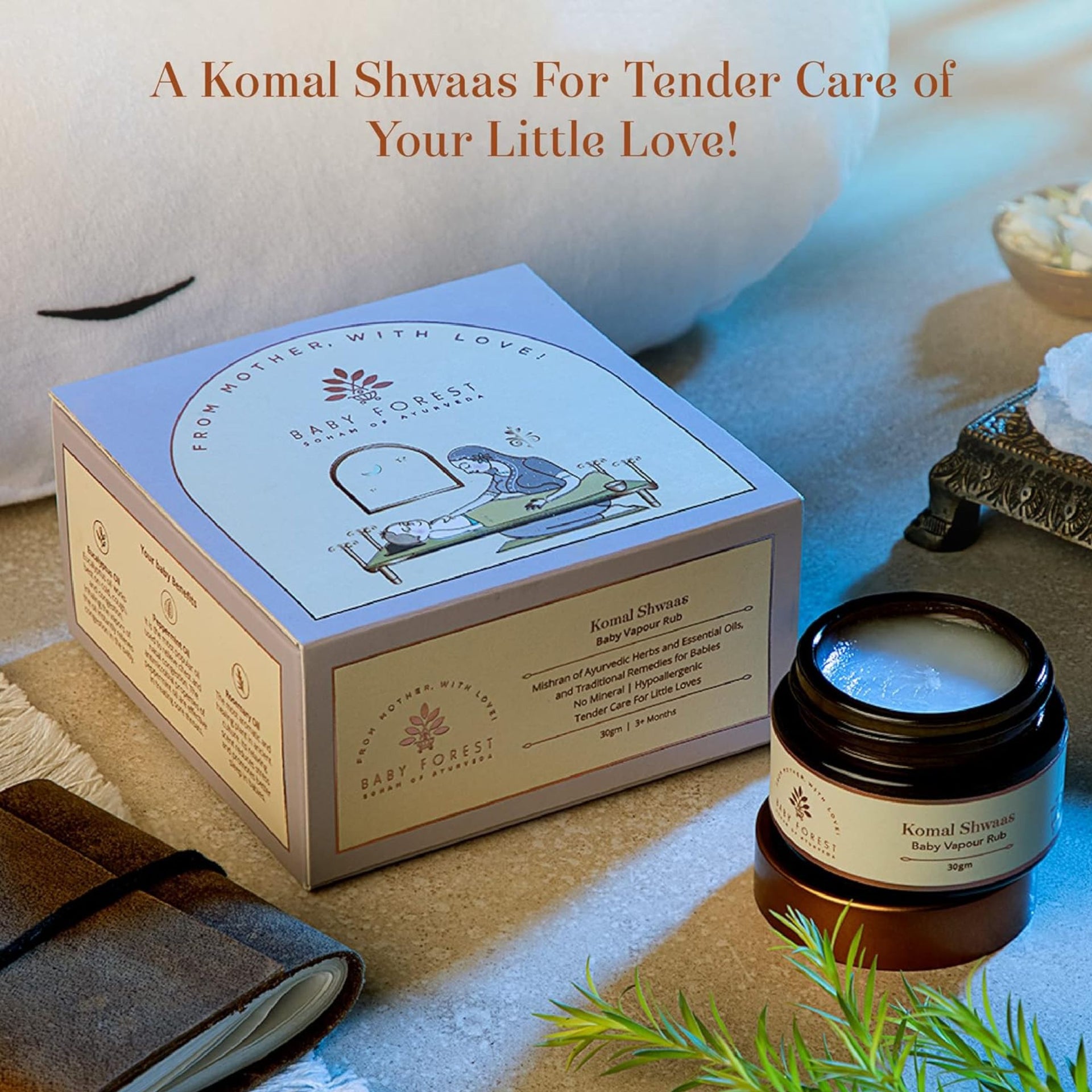 BABY FOREST Komal Shwaas Baby Vapour Rub | Ayurvedic Cold Relief for Babies | Gentle, Natural & Safe