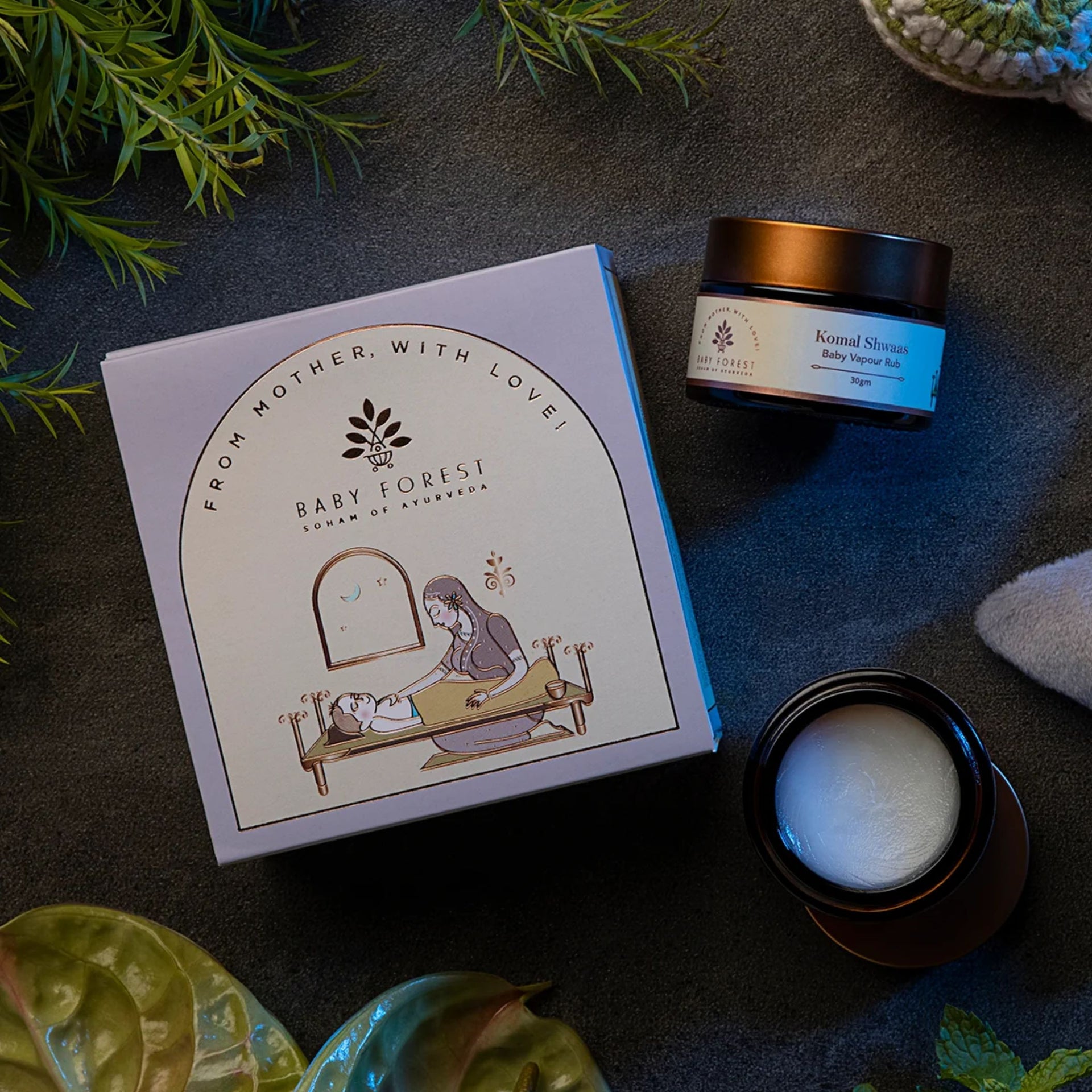 BABY FOREST Komal Shwaas Baby Vapour Rub | Ayurvedic Cold Relief for Babies | Gentle, Natural & Safe