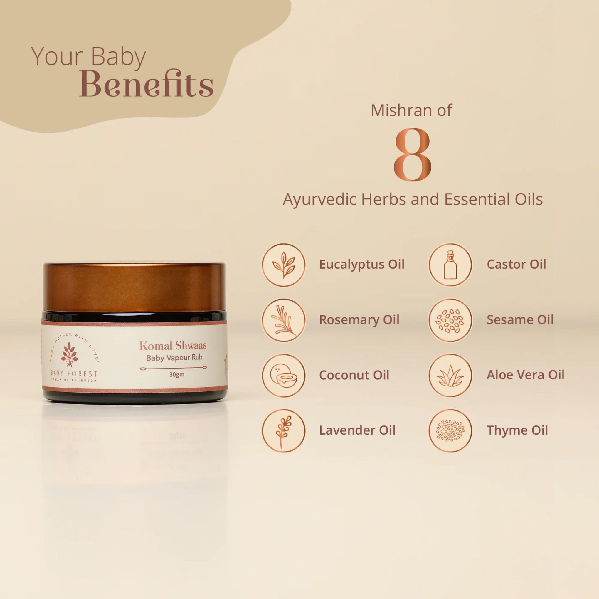 BABY FOREST Komal Shwaas Baby Vapour Rub | Ayurvedic Cold Relief for Babies | Gentle, Natural & Safe