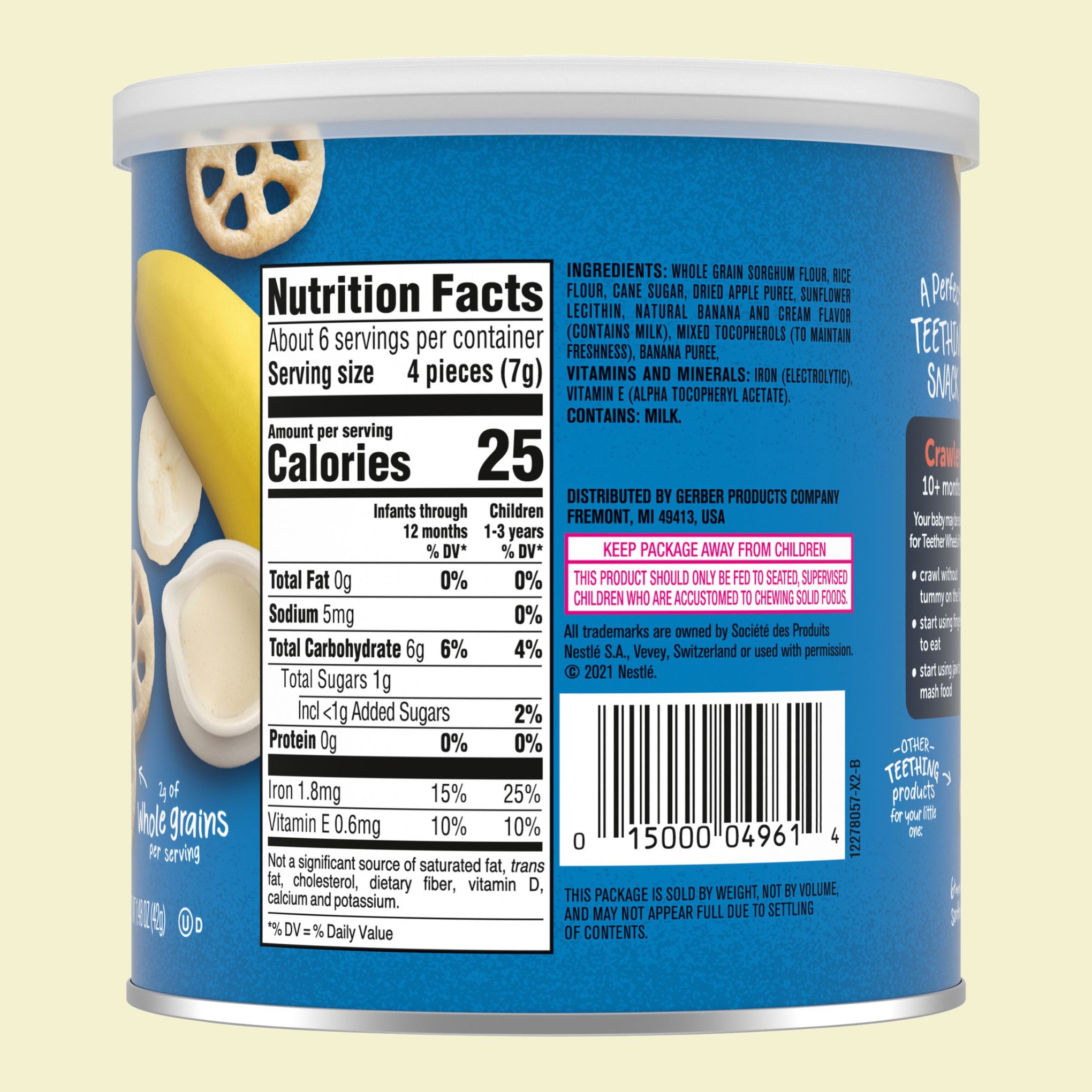 Gerber Snacks for Baby Teether Wheels – Banana Cream | Long-Lasting Teething Snack | Non-GMO | Crawler 10+ Months