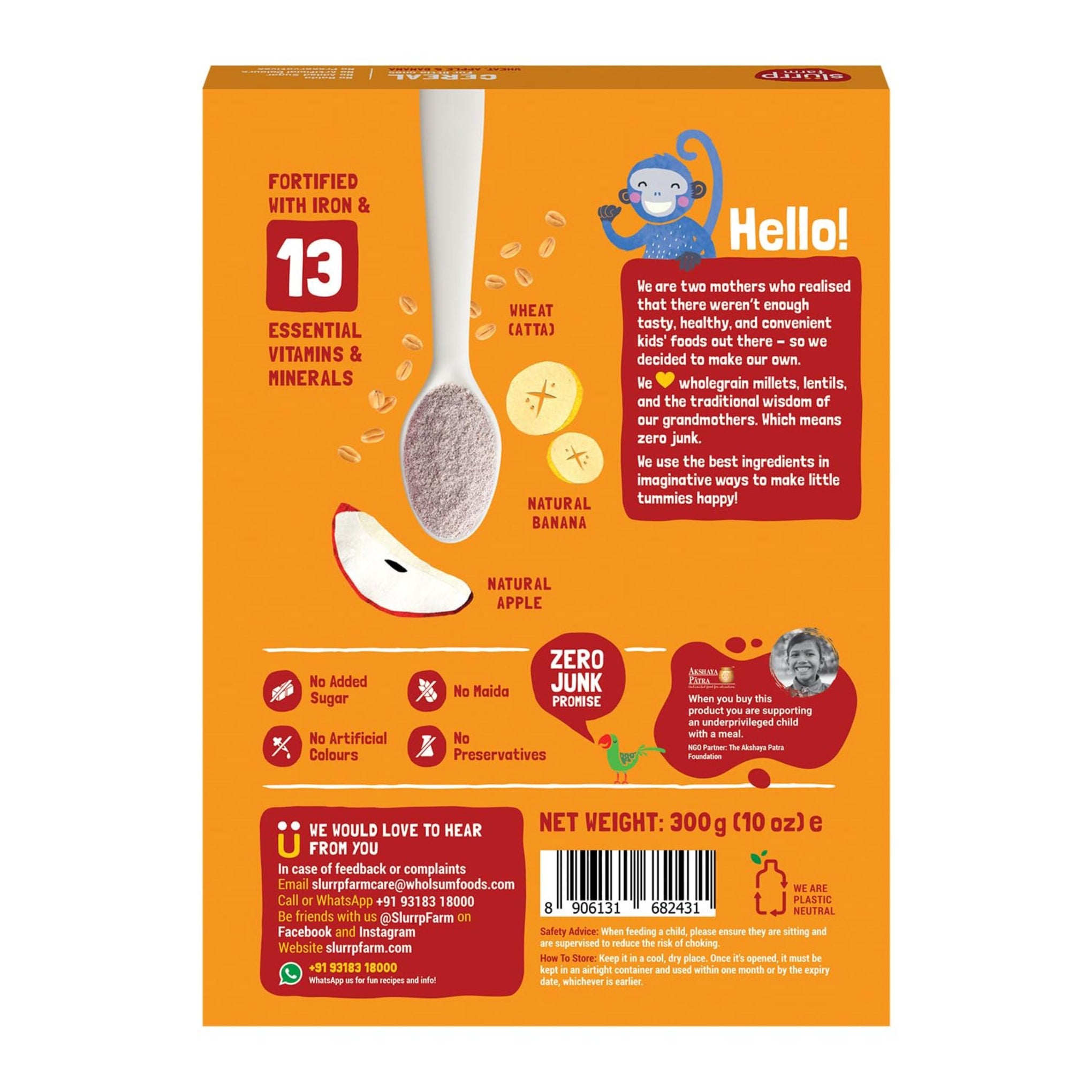 Slurrp Farm Cereal for little ones  | No Salt, No Milk and No Preservatives | Easy to Digest Cereal, 250 g TO 300G |AVAILABLE IN DEFFRENT FLAVOURS