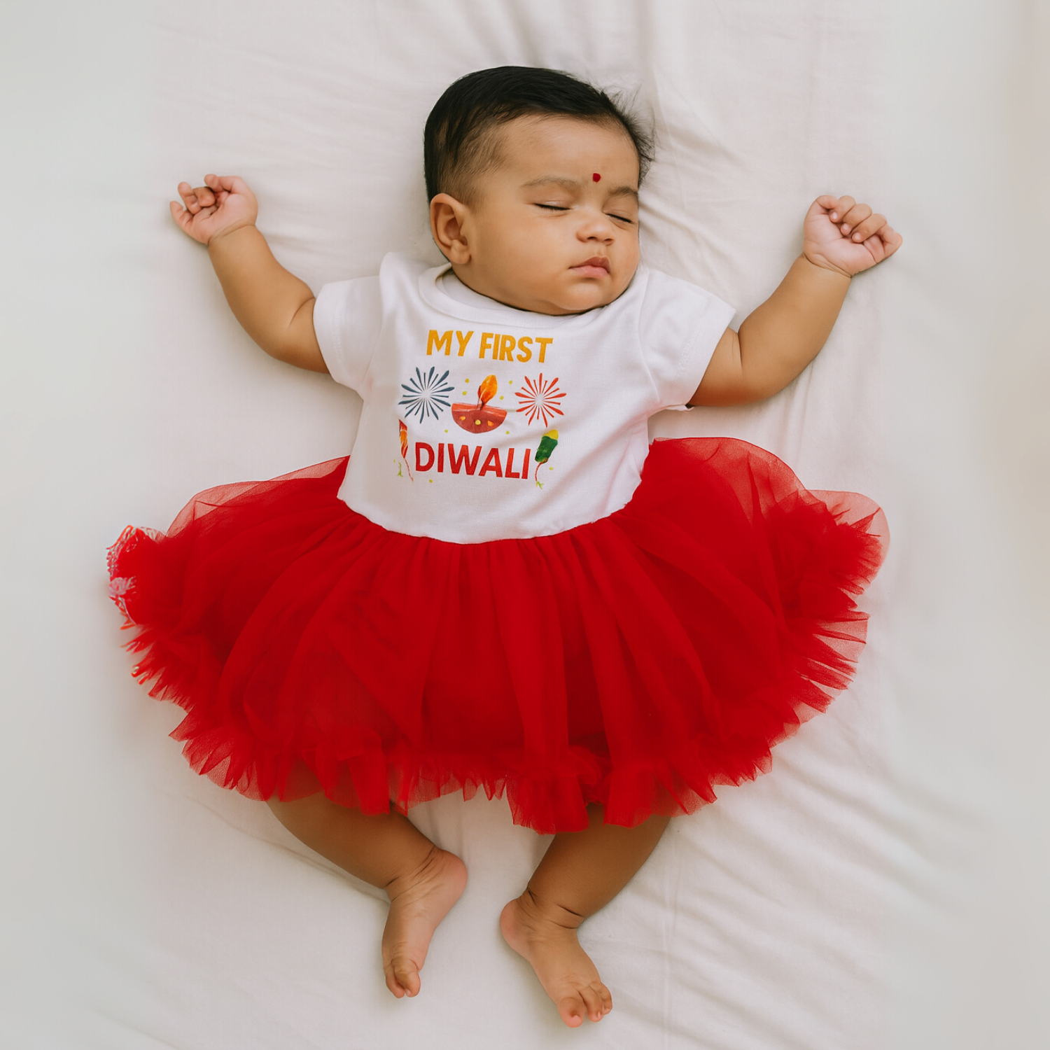 Smile Baby "My First Diwali" Baby Girl Bodysuit Frock | 0-12 Months Festive Dress