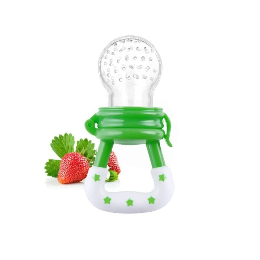 BuddsBuddy Silicone Fruit & Food Nibbler with Extra Teat | Soft Pacifier/Feeder |Baby Fruit Feeder | Teether for Infant Baby, Infant | Green | BPA Free