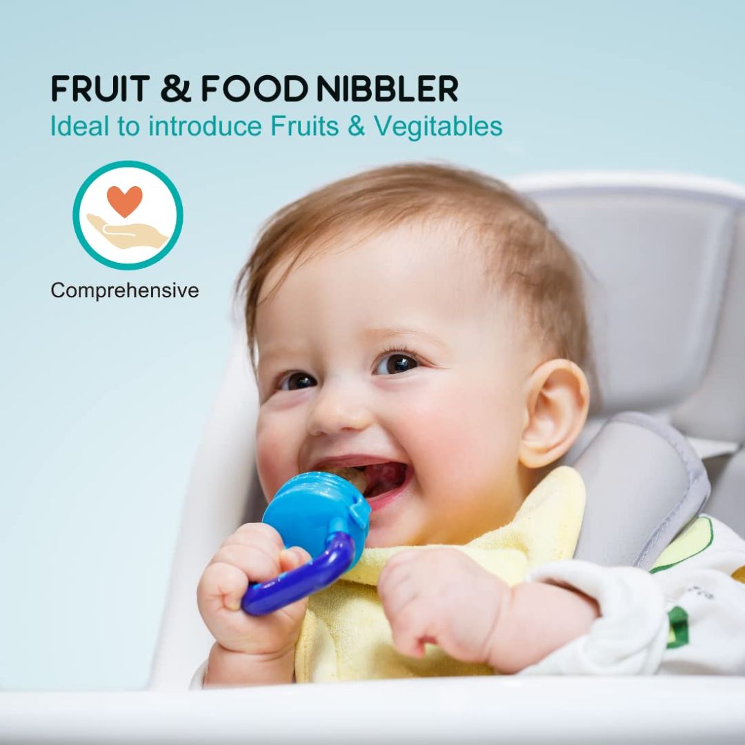 BuddsBuddy Silicone Fruit & Food Nibbler with Extra Teat | Soft Pacifier/Feeder |Baby Fruit Feeder | Teether for Infant Baby, Infant | Green | BPA Free