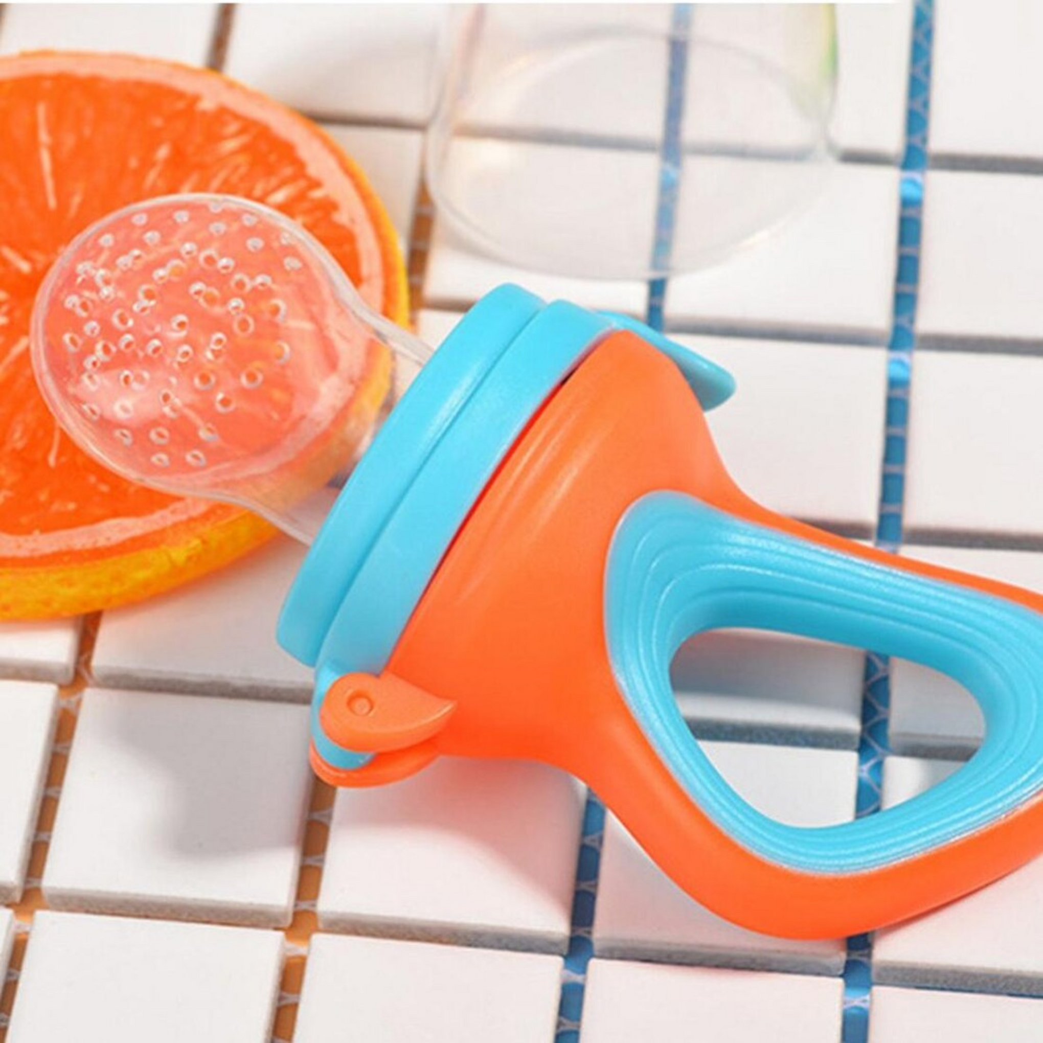 Buddsbuddy 2 Stage Baby Fruit and Food Nibbler with Extra Teat, Orange
