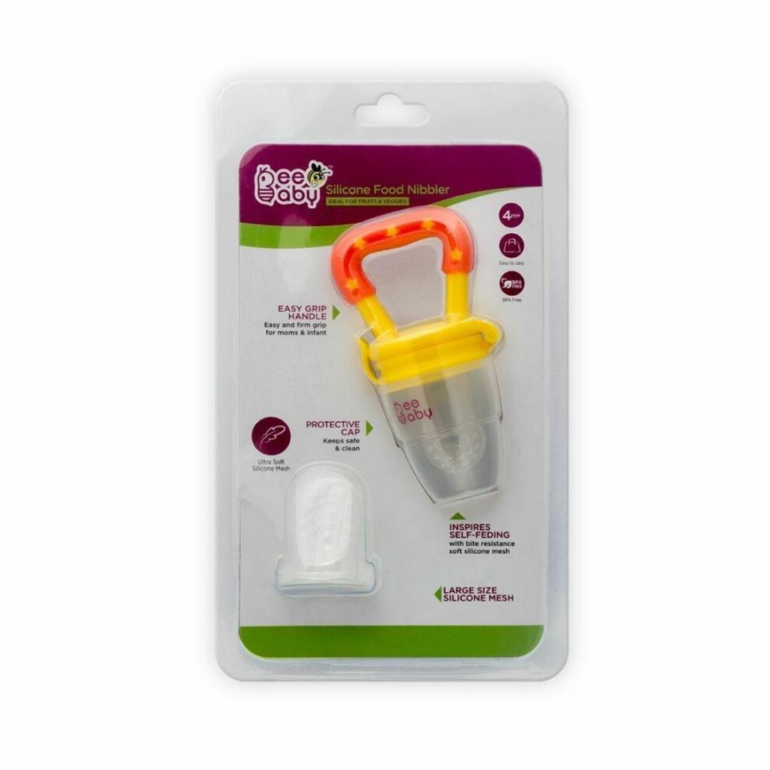 BeeBaby Yellow Silicone Food and Fruit Nibbler with Extra Mesh (4+ M)