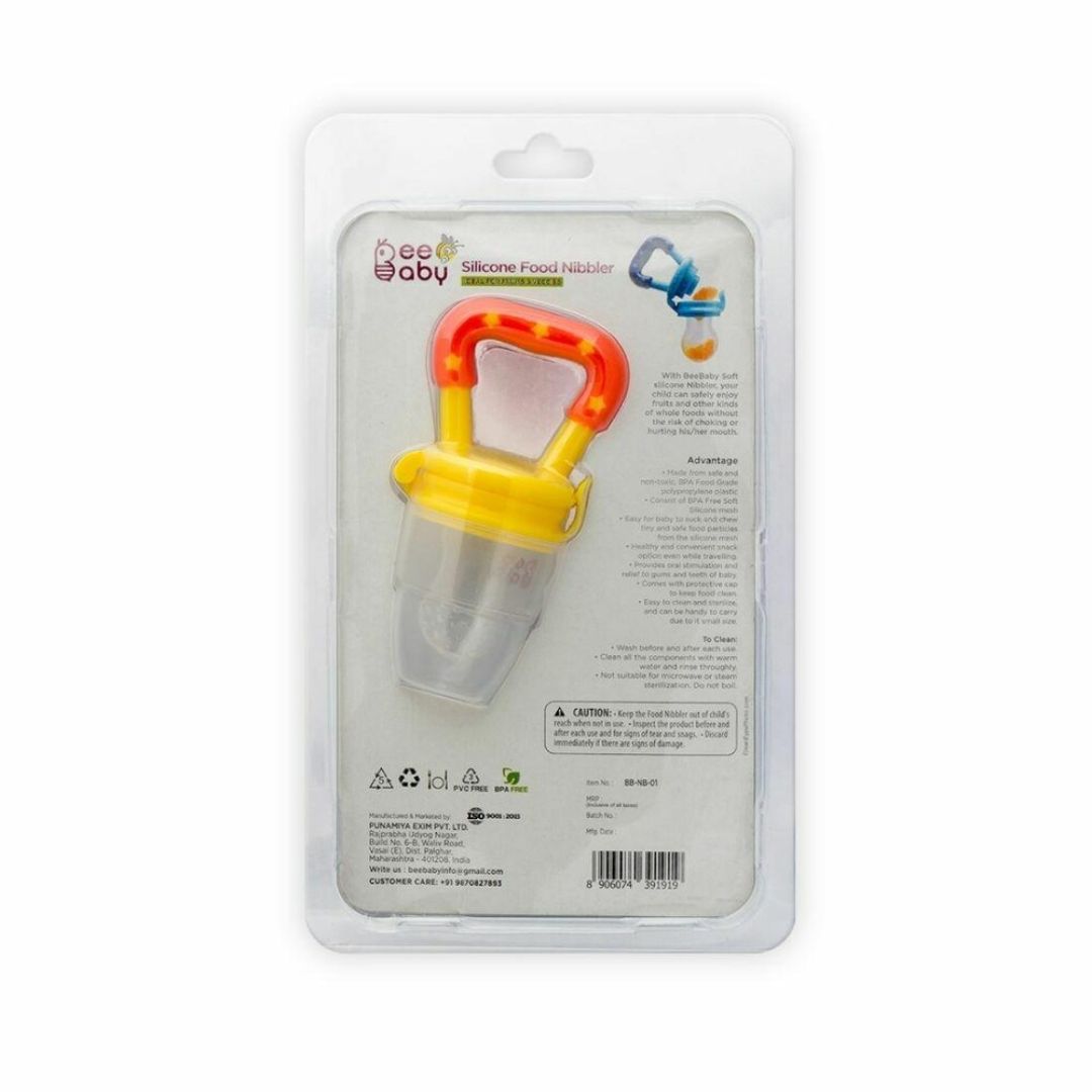 BeeBaby Yellow Silicone Food and Fruit Nibbler with Extra Mesh (4+ M)