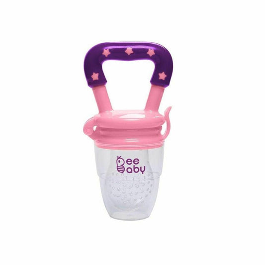 BeeBaby Pink Silicone Food and Fruit Nibbler with Extra Mesh (4+ M)