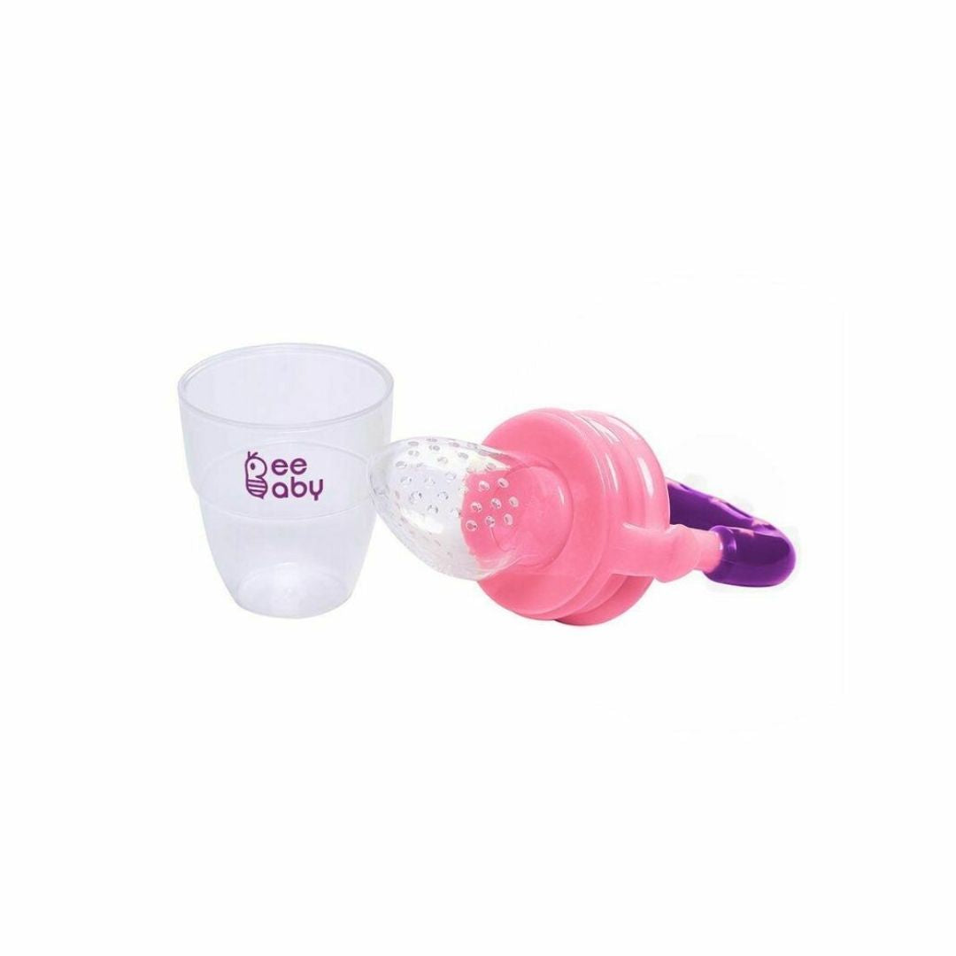 BeeBaby Pink Silicone Food and Fruit Nibbler with Extra Mesh (4+ M)