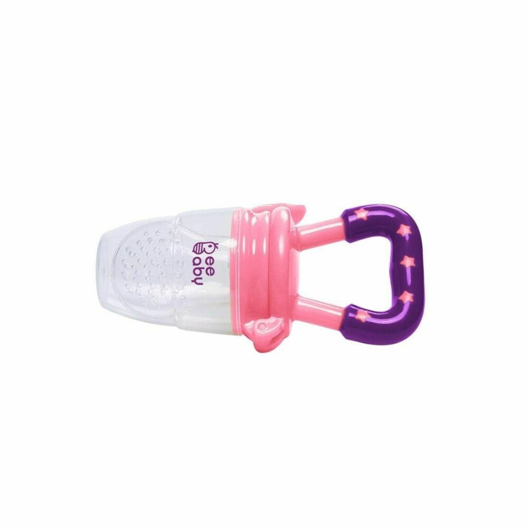 BeeBaby Pink Silicone Food and Fruit Nibbler with Extra Mesh (4+ M)