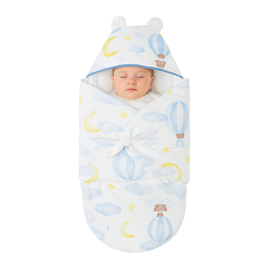 Smile Baby “Bellon” Hot Air Balloon Baby Swaddle Wrap with Hood – 0-6 Months