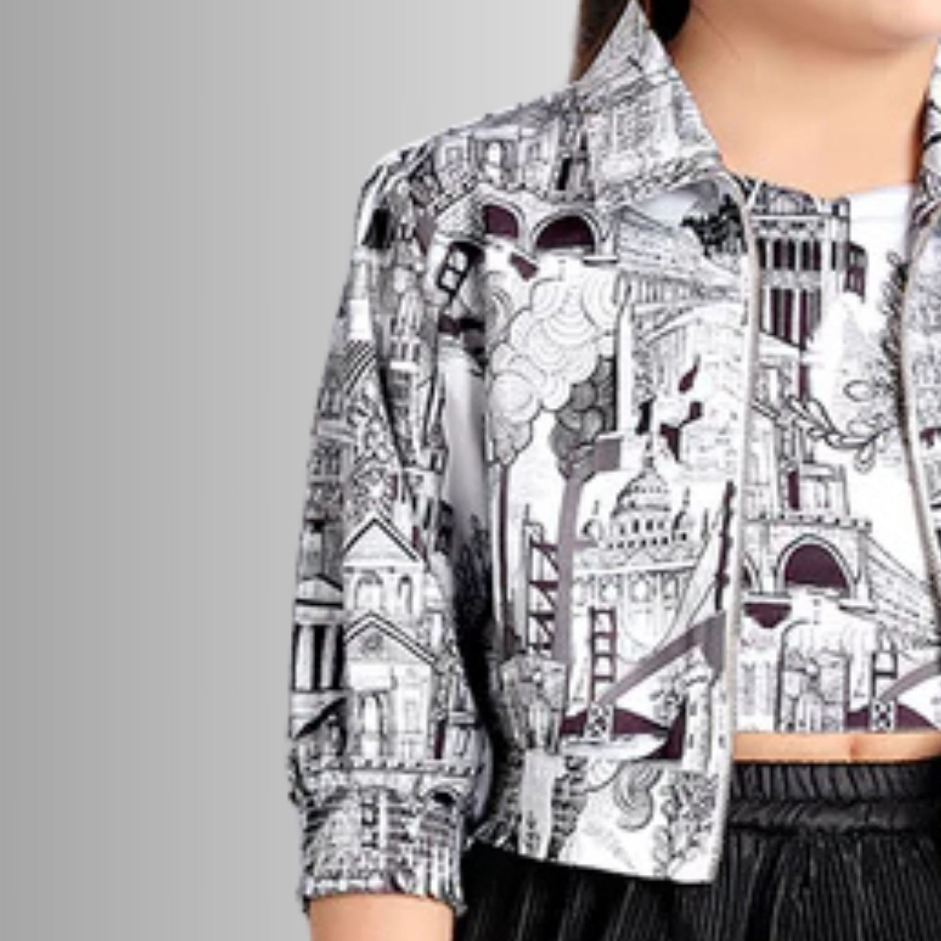 Tiny Baby Girls Black Printed Shoulder Straps Top With Skirt & Jacket