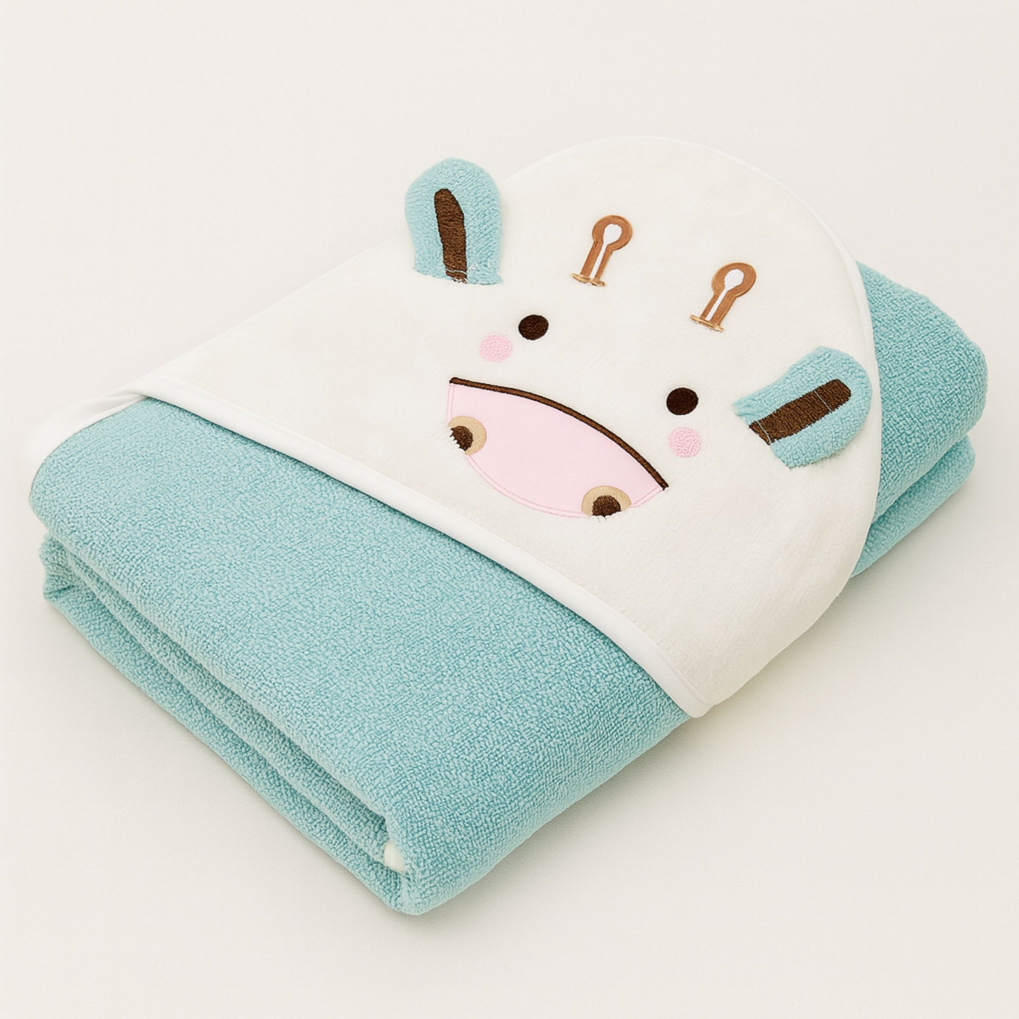 Smile Baby Soft Hooded Baby Towel | Animal Cow Face Design | 0–12 Months | Ultra-Absorbent Cotton | Newborn Bath Wrap