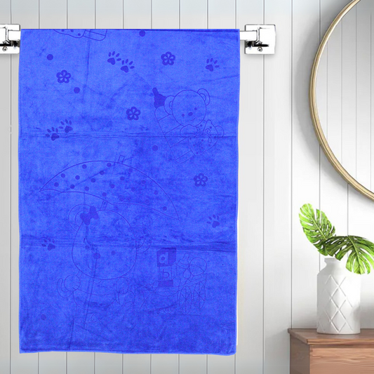Smile Baby Kids Bath Towel For Girls Boys | Soft Premium Microfiber Quick Drying Towels for Unisex Kids | Cartoon Print Wash Dry Cloth Towel For Babies Toddlers, Pack Of 1, 70 x 140 CM, Teddy Prints