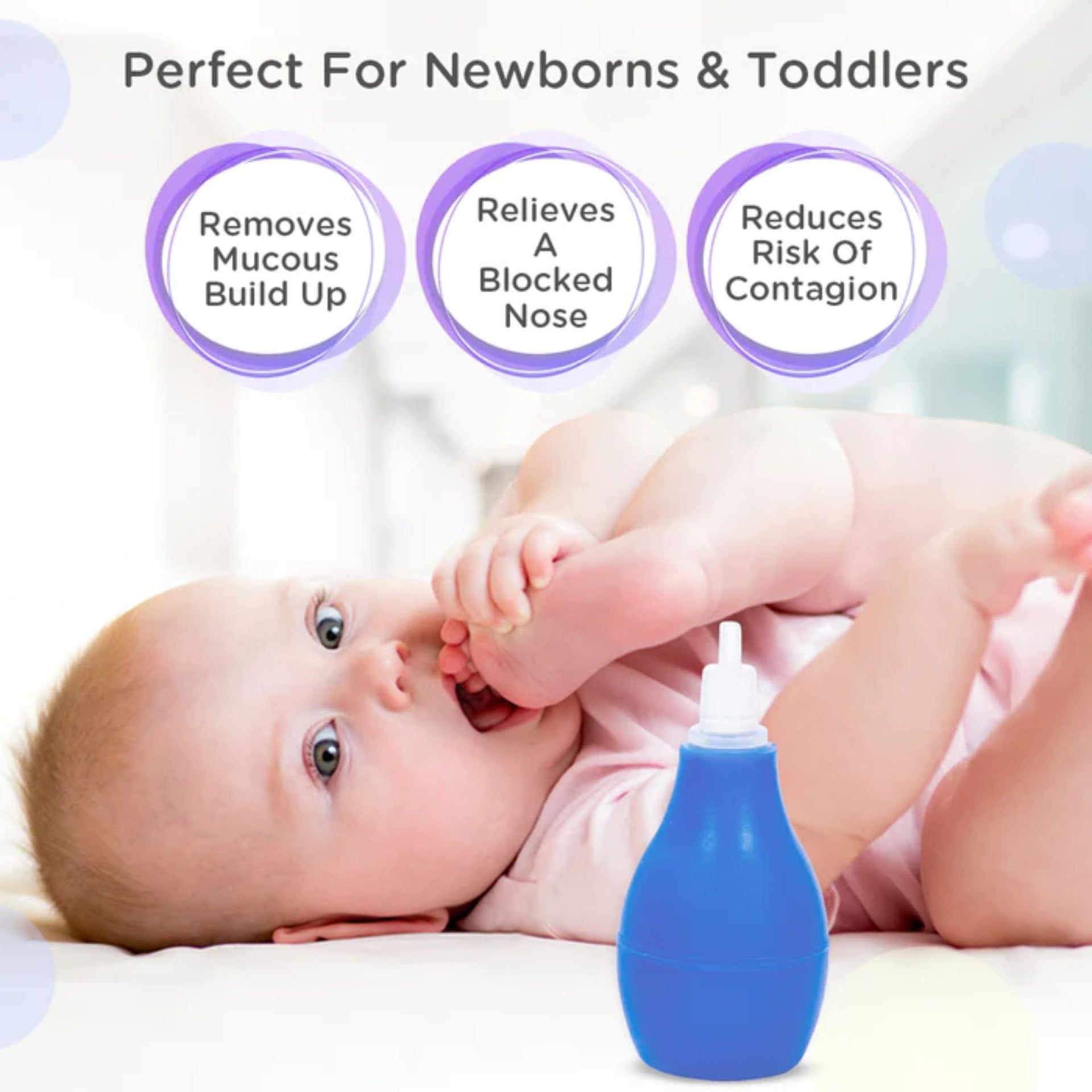 Mee Mee Baby Nasal Aspirator (Blue) – Soft Silicone Nozzle, BPA Free, Easy Squeeze Nose Cleaner for Newborns & Toddlers