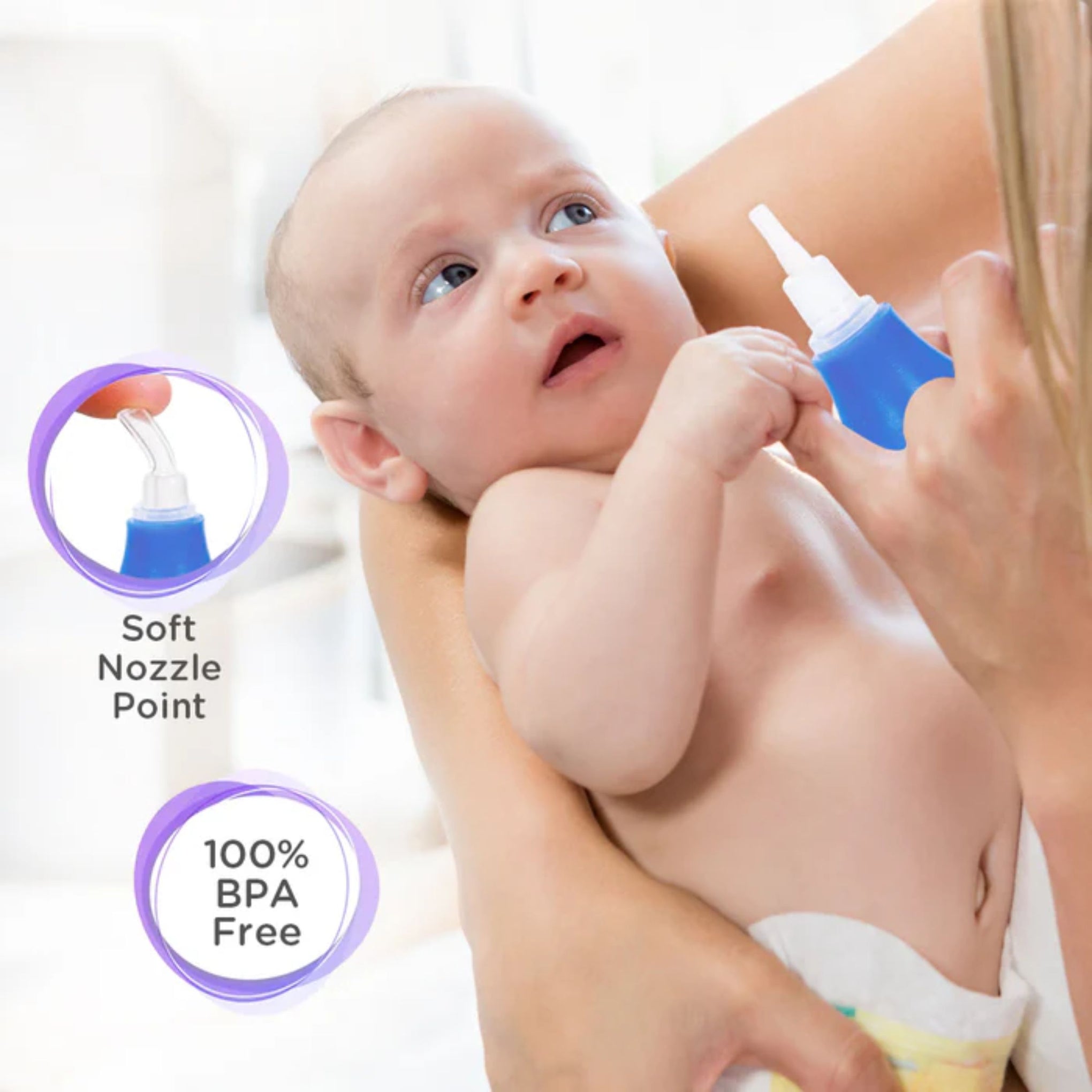 Mee Mee Baby Nasal Aspirator (Blue) – Soft Silicone Nozzle, BPA Free, Easy Squeeze Nose Cleaner for Newborns & Toddlers