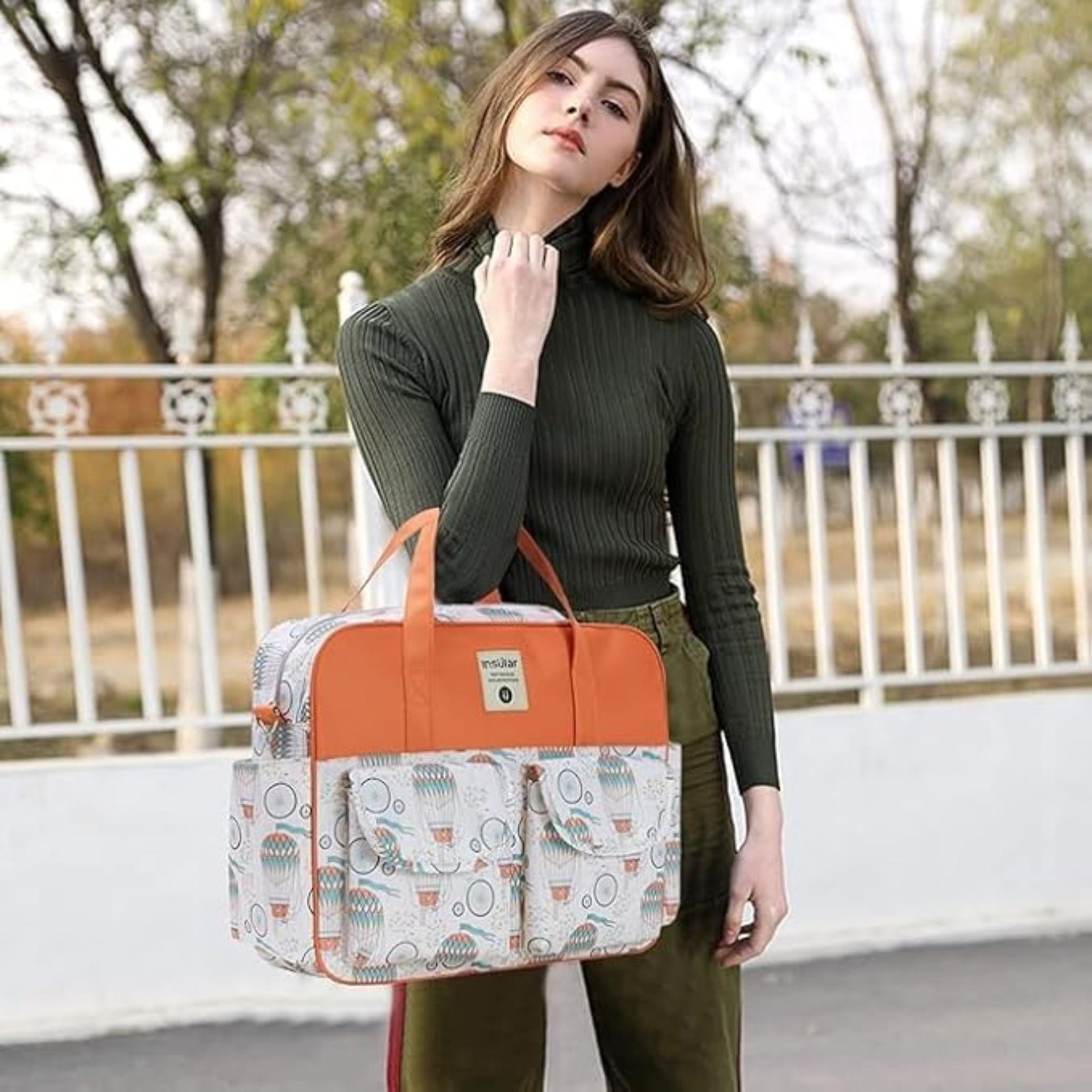 SMILE BABY Diaper Bag Multifunctional Maternity Bag Stylish Baby Travel Bag | Mamas Bags | Diapers Bags |  Handbag | Mothers Bags (BALLOON-ORANGE)