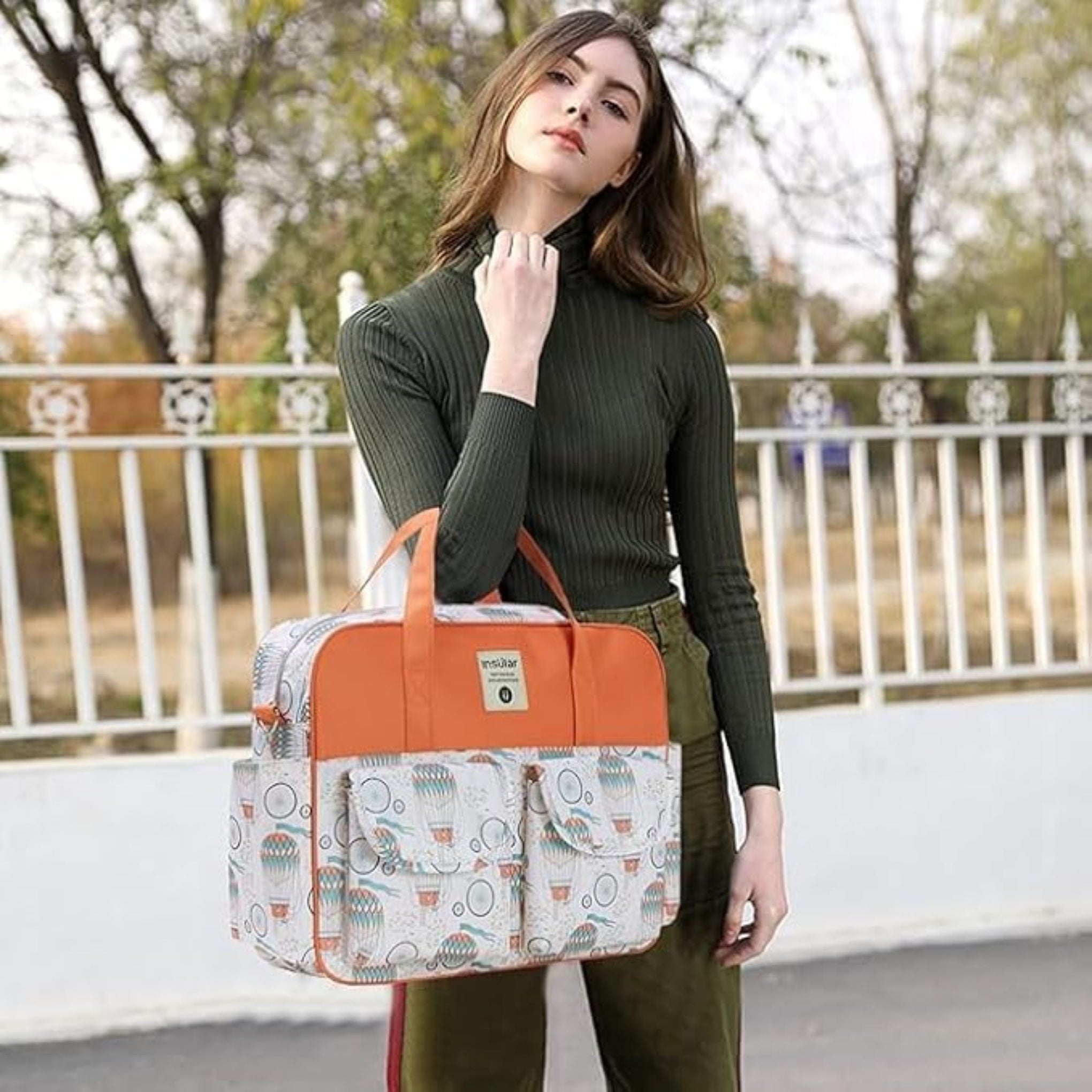 SMILE BABY Diaper Bag Multifunctional Maternity Bag Stylish Baby Travel Bag | Mamas Bags | Diapers Bags |  Handbag | Mothers Bags (BALLOON-ORANGE)