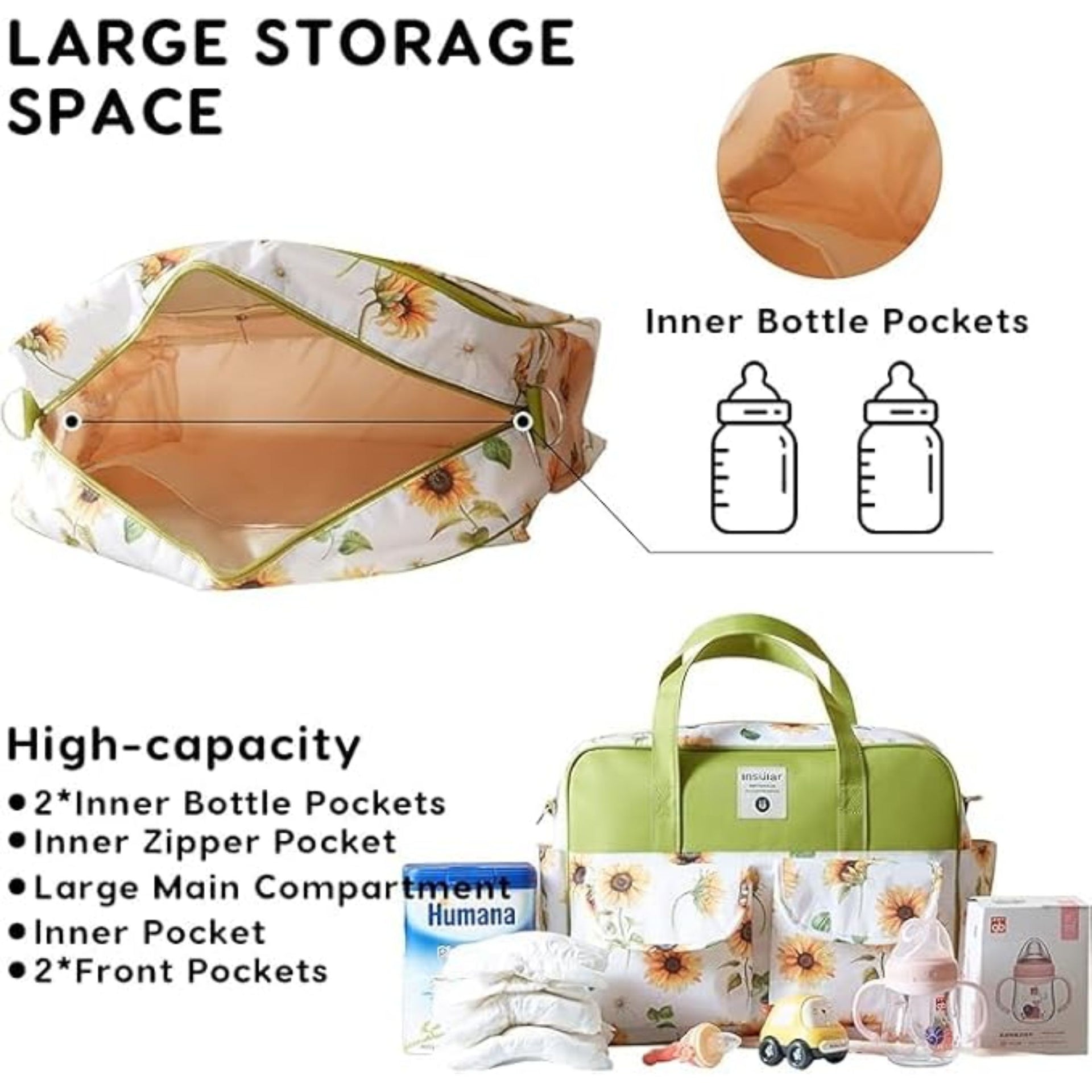 SMILE BABY Diaper Bag Multifunctional Maternity Bag Stylish Baby Travel Bag | Mamas Bags | Diapers Bags |  Handbag | Mothers Bags (BALLOON-ORANGE)