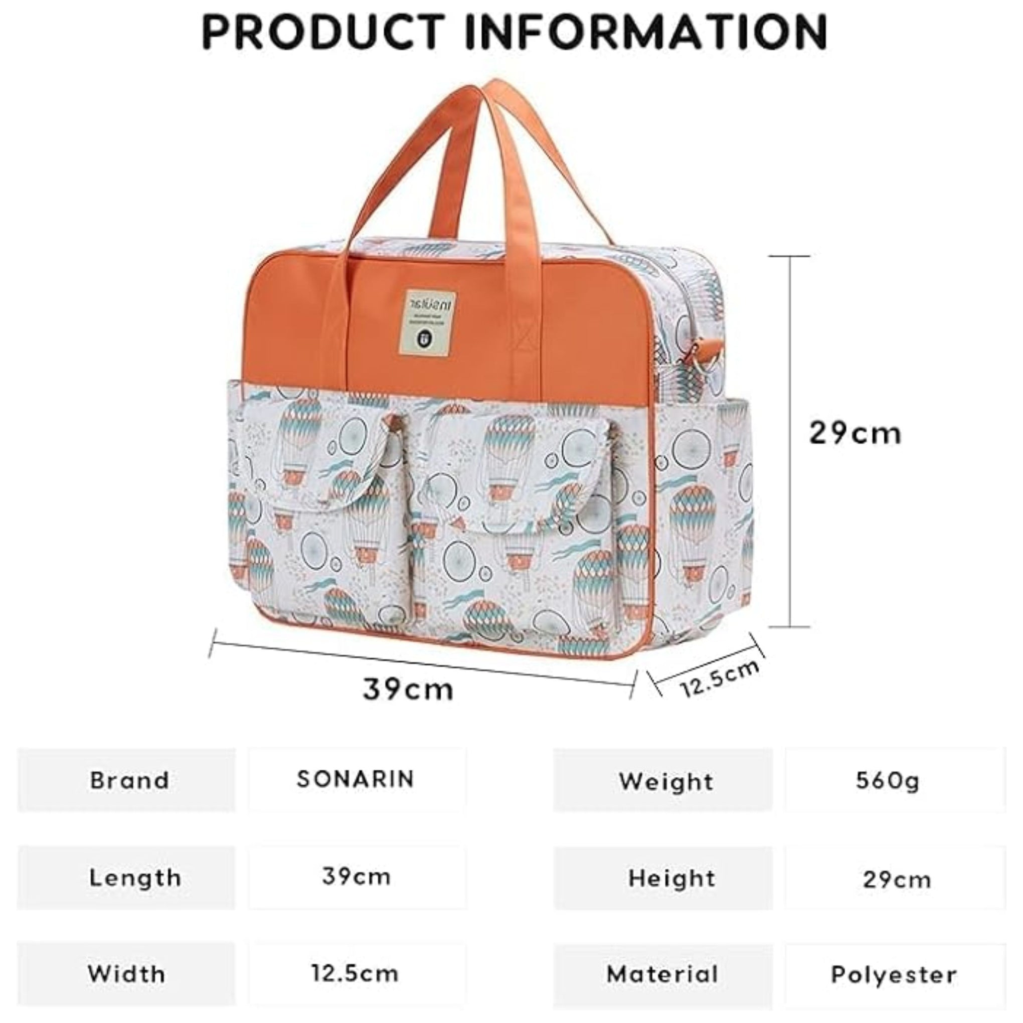 SMILE BABY Diaper Bag Multifunctional Maternity Bag Stylish Baby Travel Bag | Mamas Bags | Diapers Bags |  Handbag | Mothers Bags (BALLOON-ORANGE)