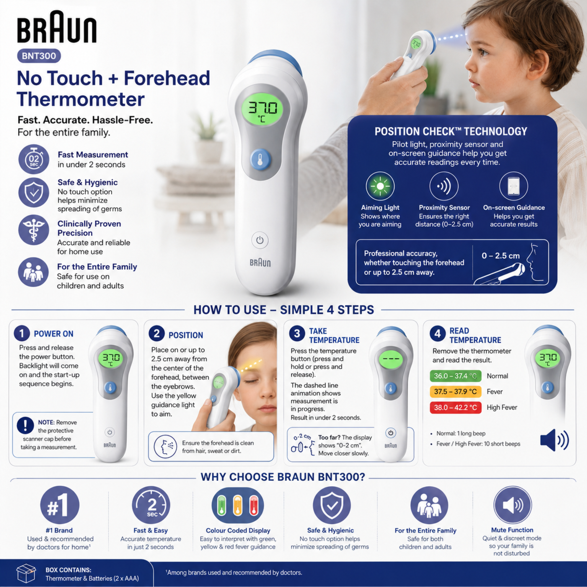 Braun BNT300 No Touch + Touch Forehead Thermometer