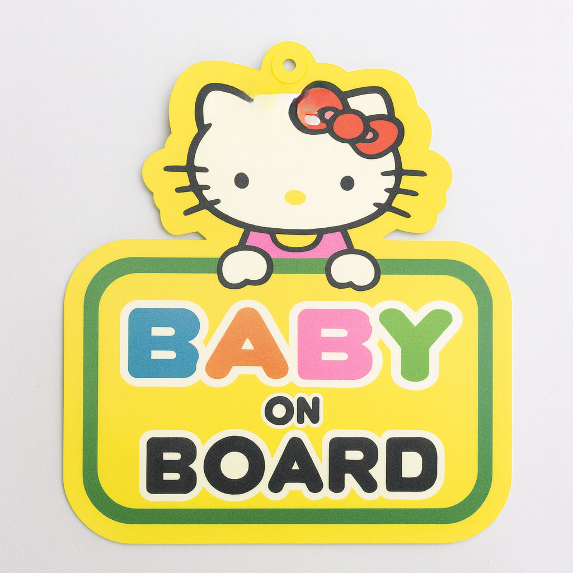 Hello Kitty Baby/Child On Board Car Sign – Bright, Cute Safety Sign for Car Windows with Suction Cup