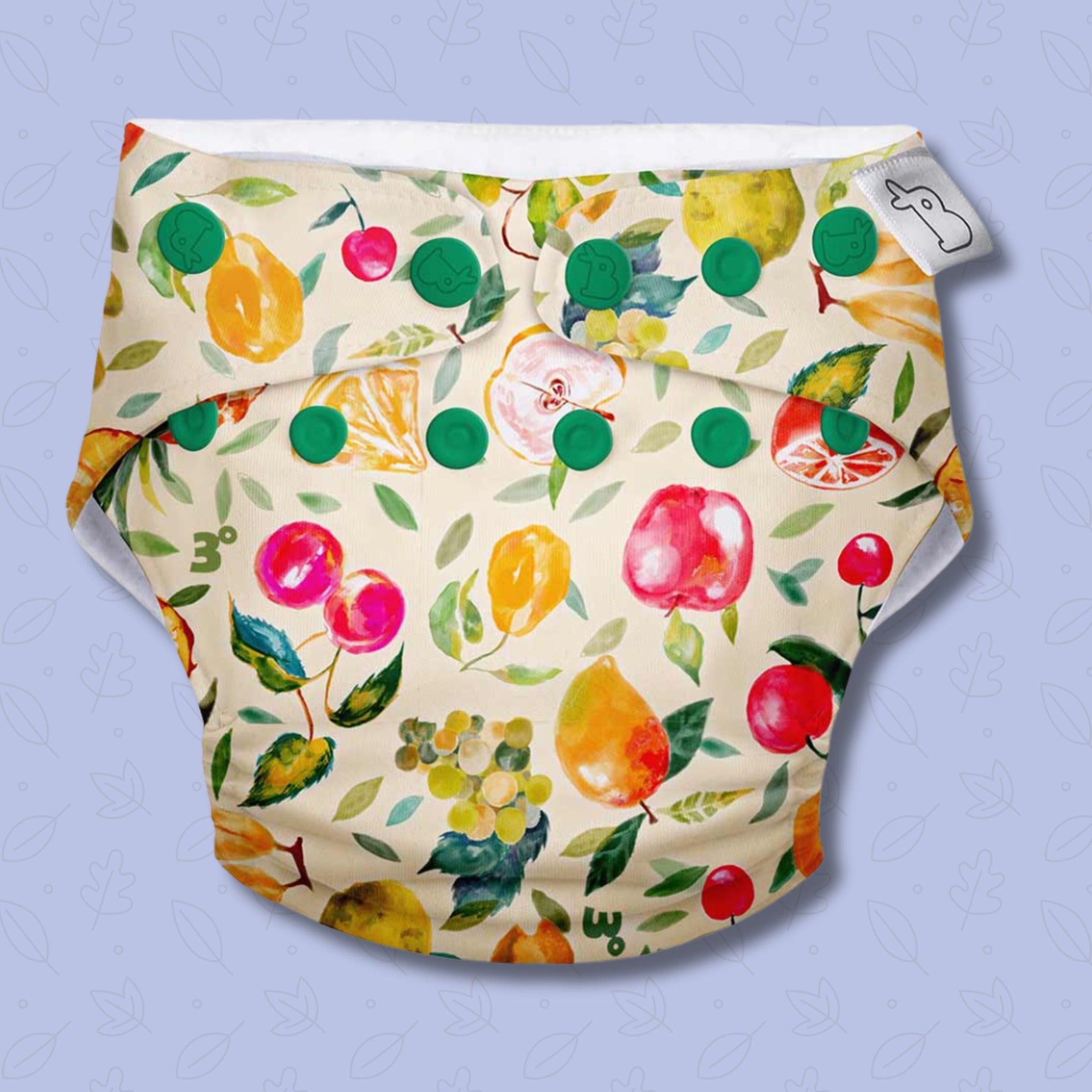 SUPER BOTTOMS Fruit Burst printed  Free size UNO Cloth Diaper |  | 1 skin-friendly UNO Cloth Diaper (1 Waterproof Outer) | 1 Dry Feel Magic Pad | 1 Booster Pad | 1 reusable easy clean top sheet