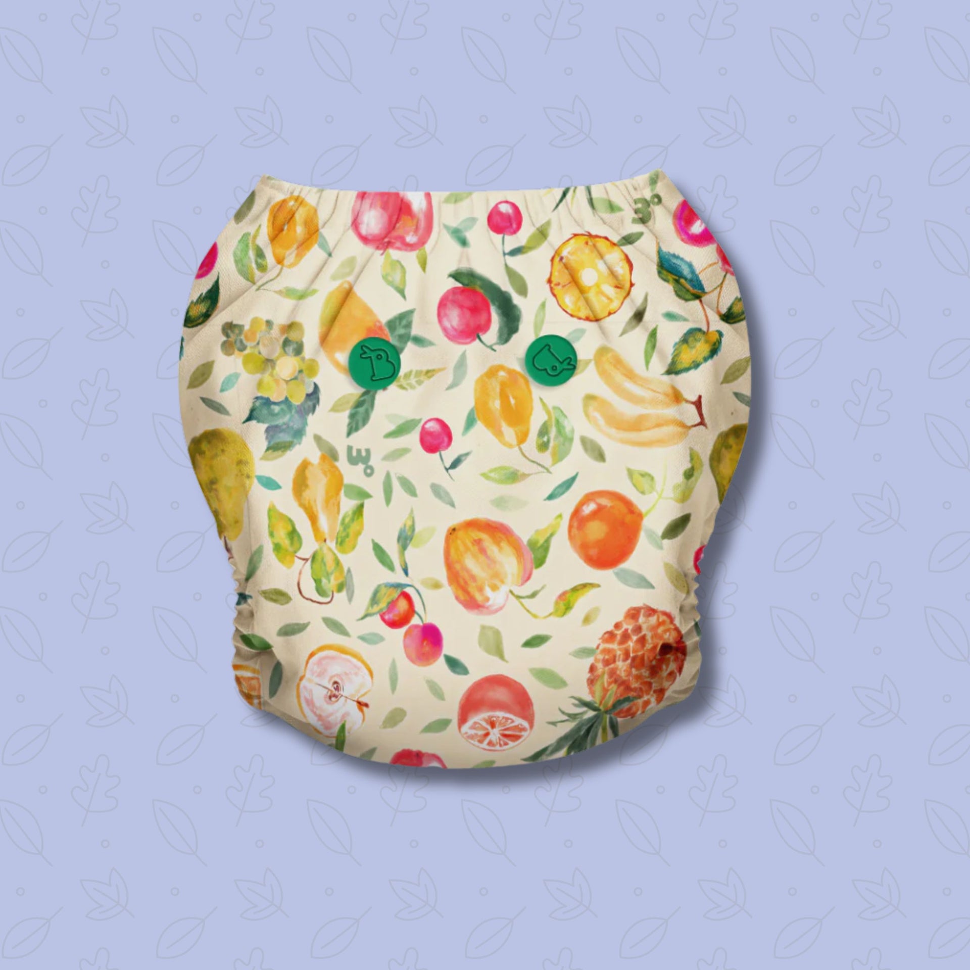 SUPER BOTTOMS Fruit Burst printed  Free size UNO Cloth Diaper |  | 1 skin-friendly UNO Cloth Diaper (1 Waterproof Outer) | 1 Dry Feel Magic Pad | 1 Booster Pad | 1 reusable easy clean top sheet