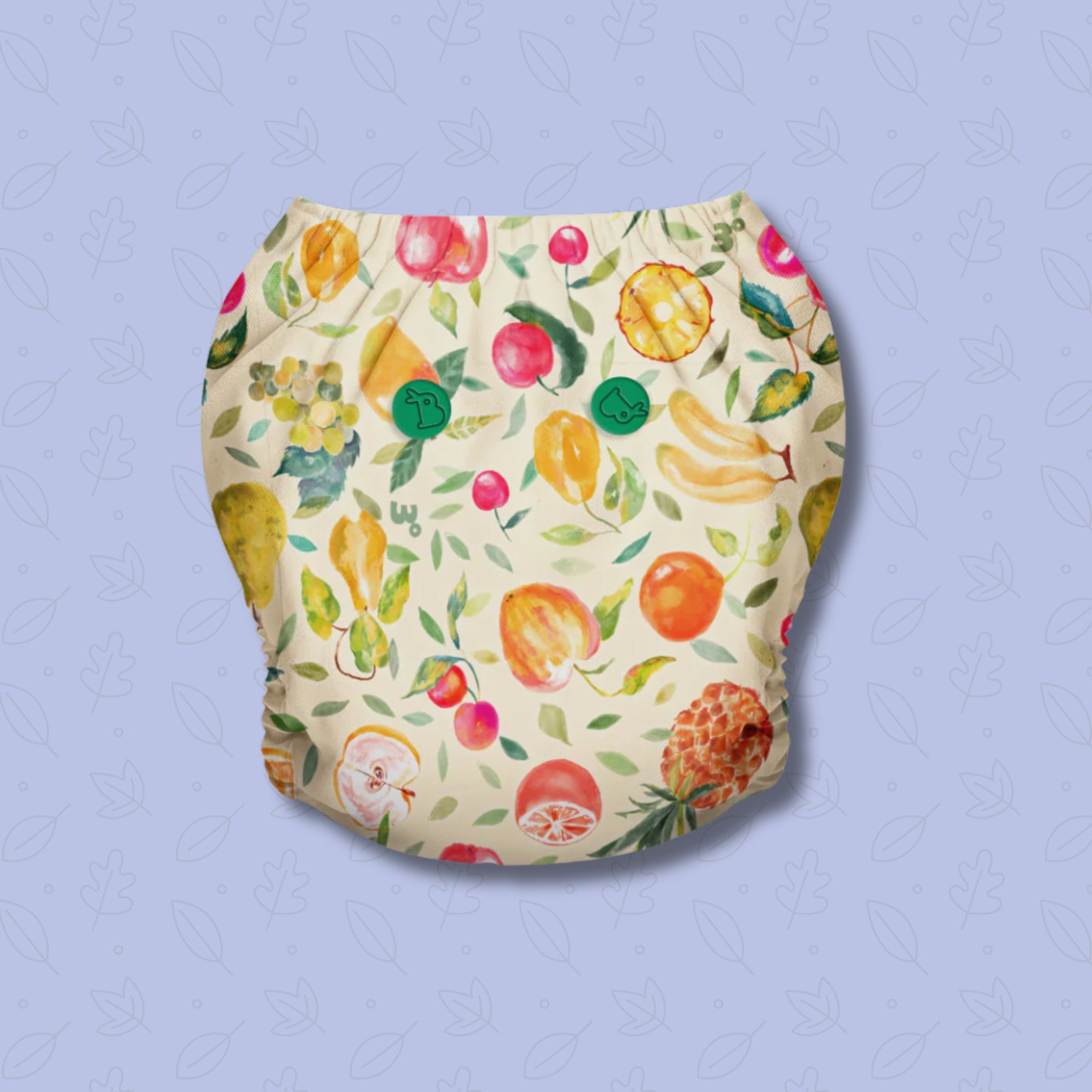 SUPER BOTTOMS Fruit Burst printed  Free size UNO Cloth Diaper |  | 1 skin-friendly UNO Cloth Diaper (1 Waterproof Outer) | 1 Dry Feel Magic Pad | 1 Booster Pad | 1 reusable easy clean top sheet