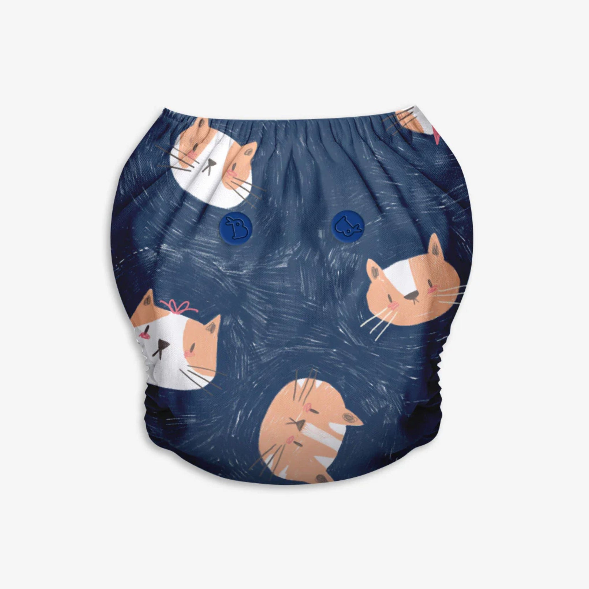 SUPER BOTTOMS Good Cat-titude Free size UNO Cloth Diaper |  | 1 skin-friendly UNO Cloth Diaper (1 Waterproof Outer) | 1 Dry Feel Magic Pad | 1 Booster Pad | 1 reusable easy clean top sheet