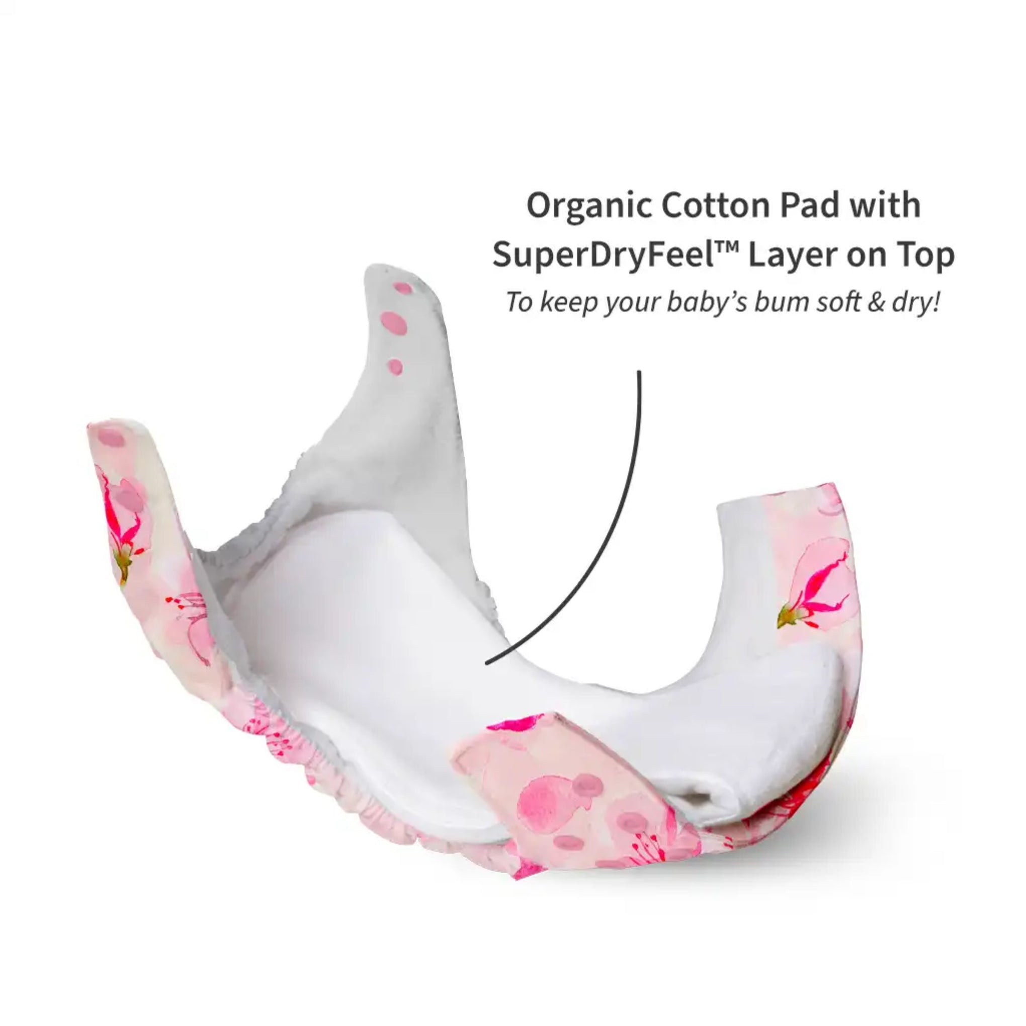 SuperBottoms Swimming Diapers for Babies & Toddlers - Reusable & Adjustable Swim Diapers - Washable Cloth Diapers - Skin Friendly Fabric - Easy to Clean - Fits 3M - 3Y ( CHERRY BLASSOM )