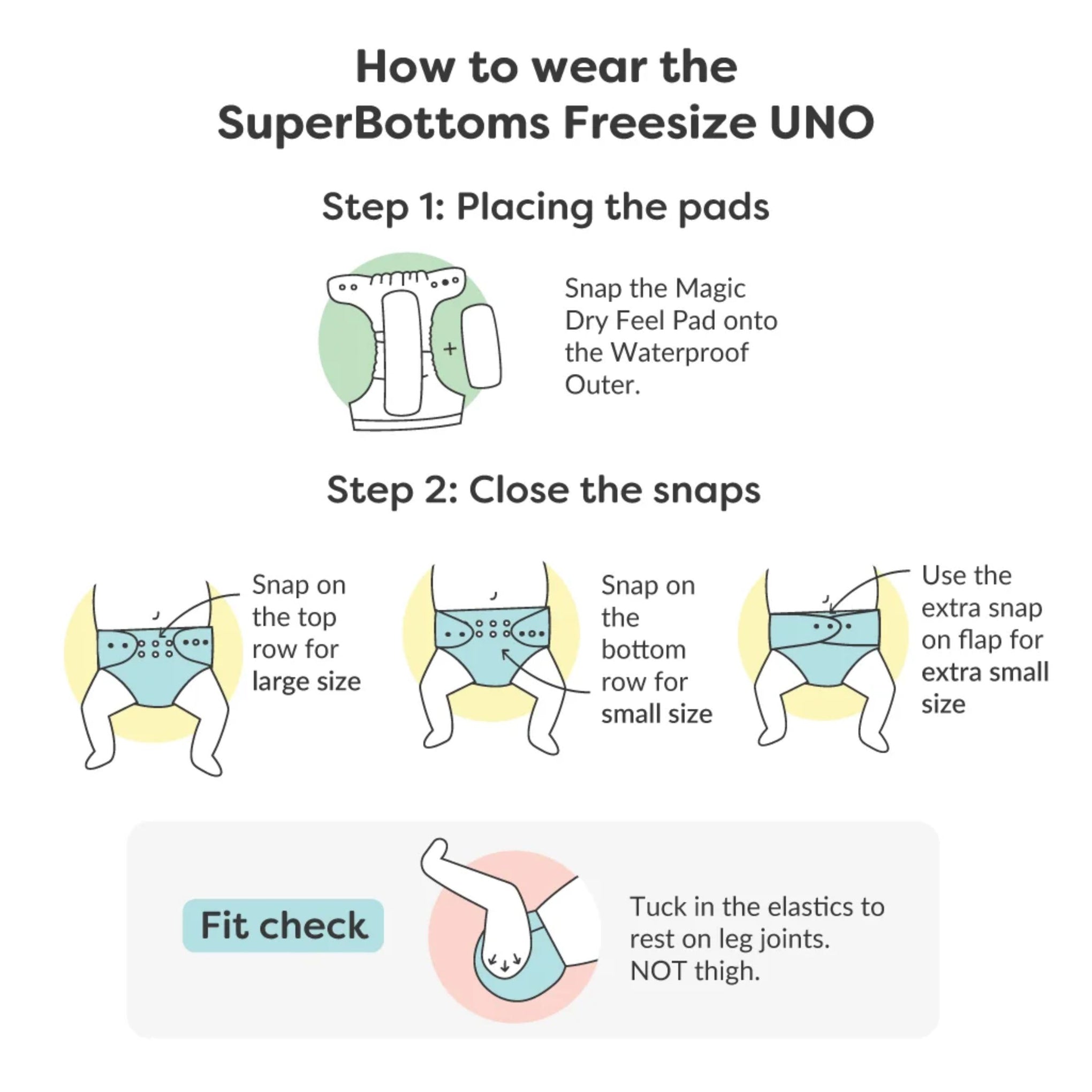 SUPER BOTTOMS Coloured Skies multicolor kites printed Free size UNO Cloth Diaper | 1 skin-friendly UNO Cloth Diaper (1 Waterproof Outer) | 1 Dry Feel Magic Pad | 1 Booster Pad | 1 reusable easy clean top sheet
