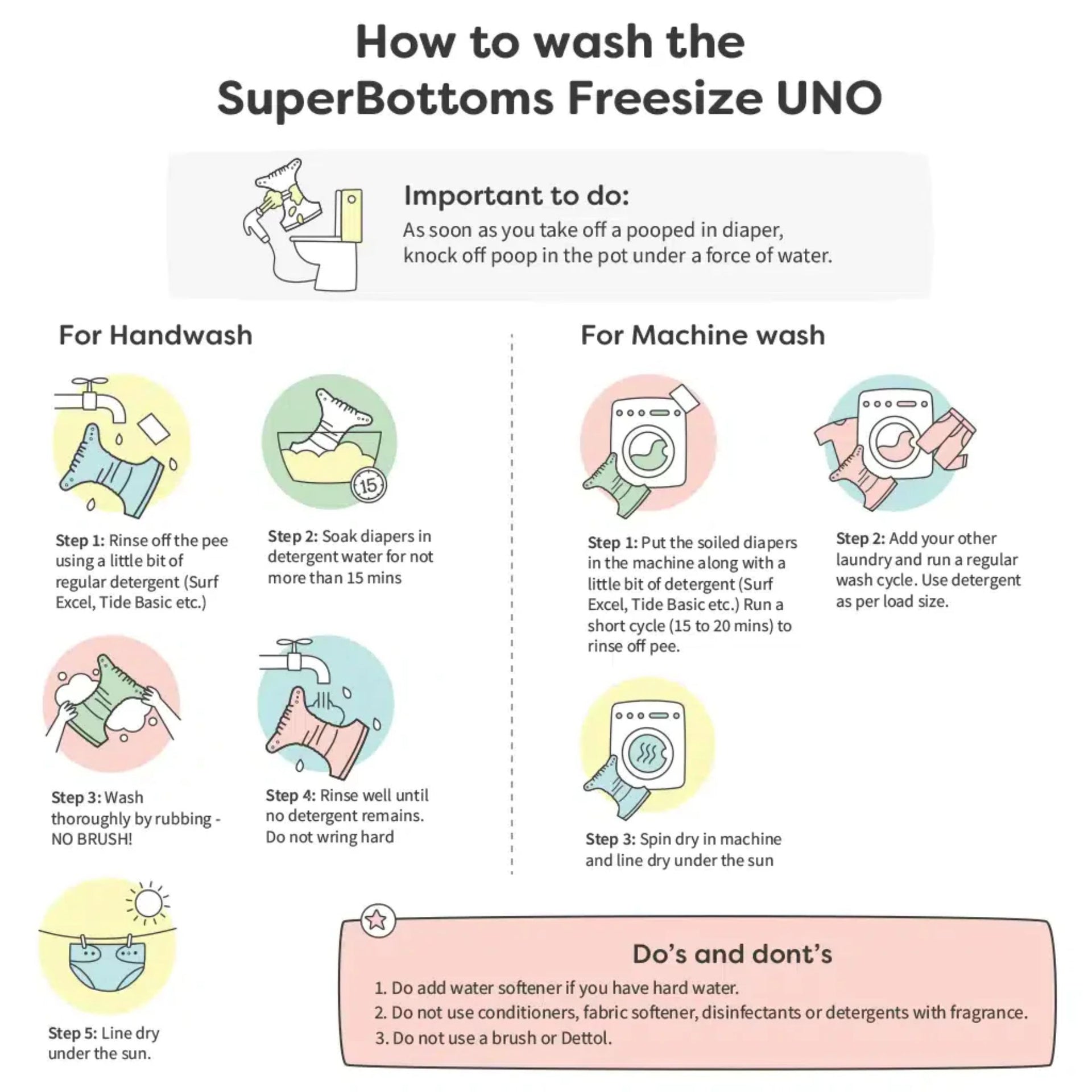 SUPER BOTTOMS Fruit Burst printed  Free size UNO Cloth Diaper |  | 1 skin-friendly UNO Cloth Diaper (1 Waterproof Outer) | 1 Dry Feel Magic Pad | 1 Booster Pad | 1 reusable easy clean top sheet