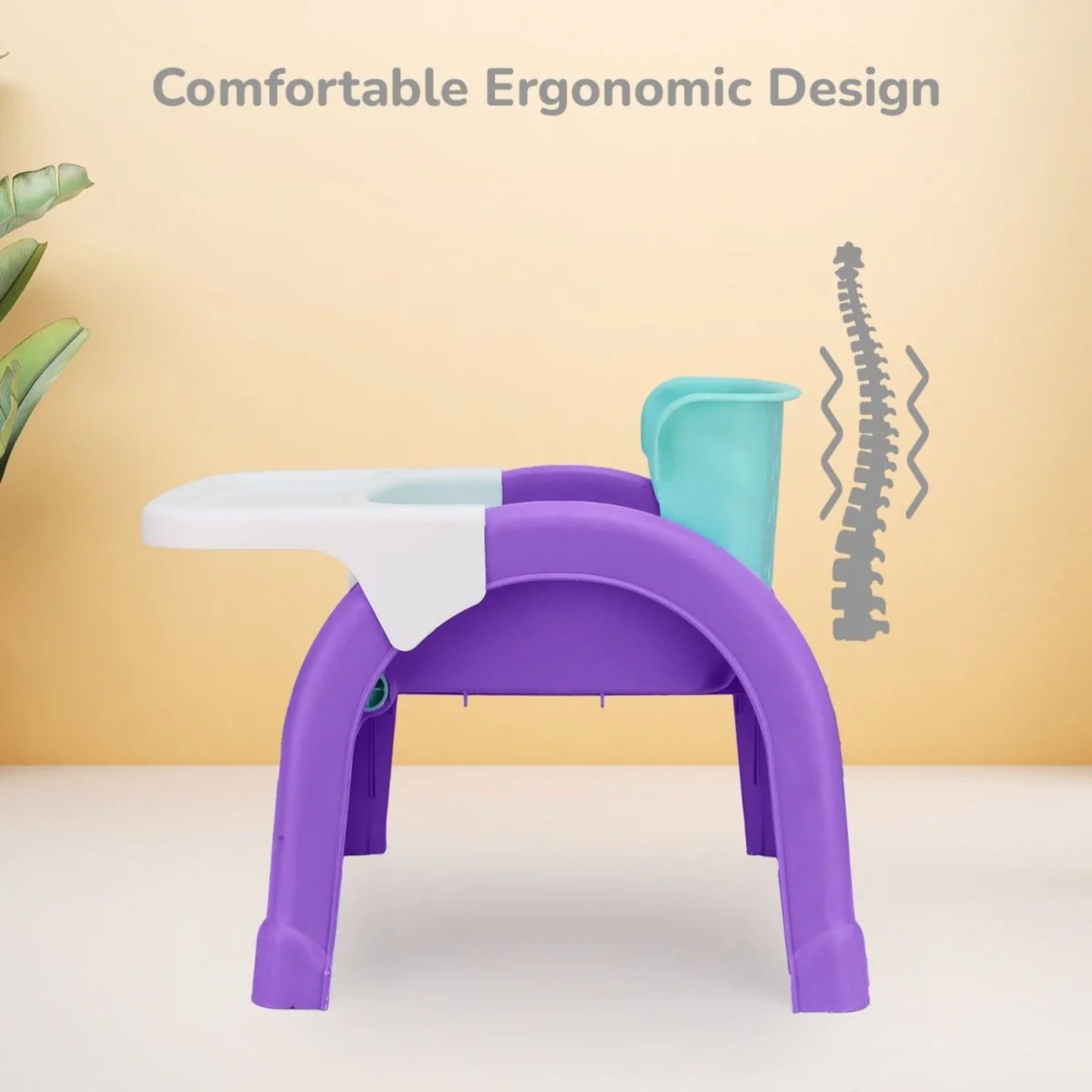 R for Rabbit Jelly Bean Chair 3 in 1 Mult i-Functional Baby Study | Shampoo | Meal | Regular Kids Seating Chair with High Backrest for 1-8 Years Kid, Weight Capacity Upto 40Kgs (GREEN/PURRPLE)