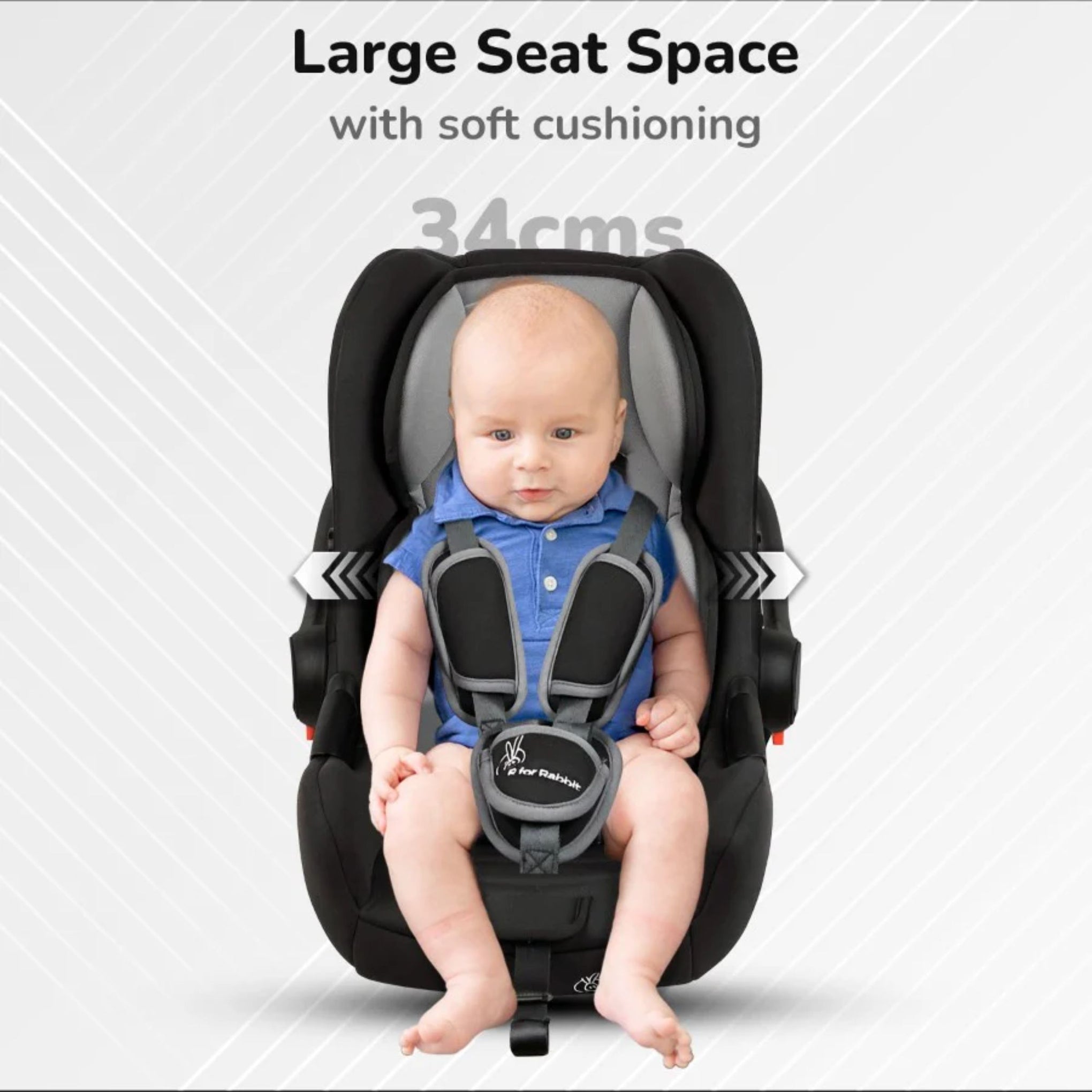 R for Rabbit Picaboo Sportz Baby Carry Cot, 3 in 1 Multi Purpose Kids Carry Cot, Feeding Chair, Rocker for Infant Babies of 0 to 15 Months & Weight Capacity Upto 13 Kgs (Grey Black)