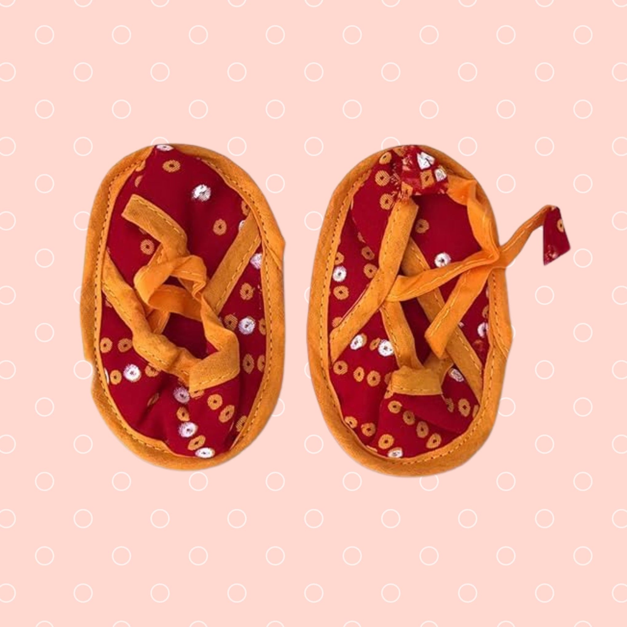 SMILE BABY JAMNA SET FOR BOYS BANDHNI STYLE PRINTED KURTA , TOPI, JUTI AND PRINTED BORDER DHOTI | 0 TO 3 MONTH BABYS SIZE IN RED COLOR | PACK OF ONE