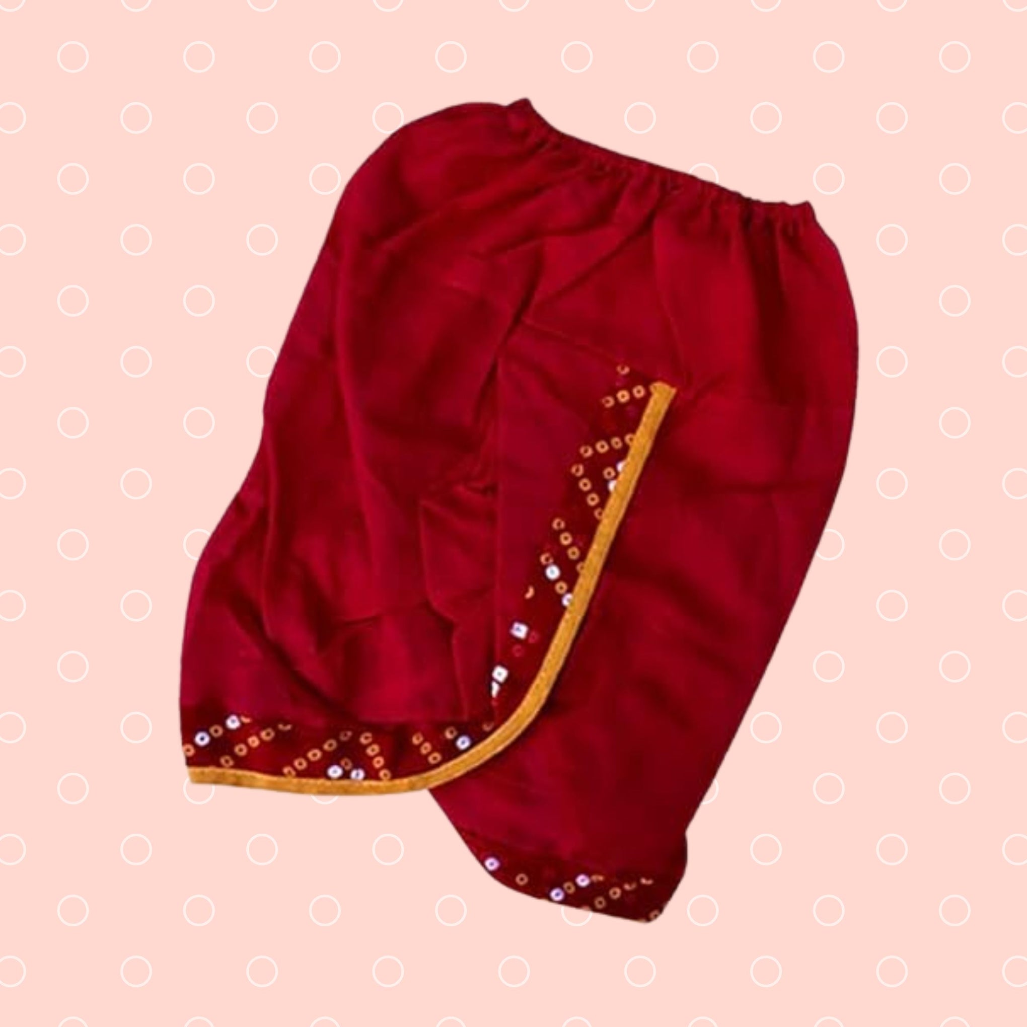 SMILE BABY JAMNA SET FOR BOYS BANDHNI STYLE PRINTED KURTA , TOPI, JUTI AND PRINTED BORDER DHOTI | 0 TO 3 MONTH BABYS SIZE IN RED COLOR | PACK OF ONE
