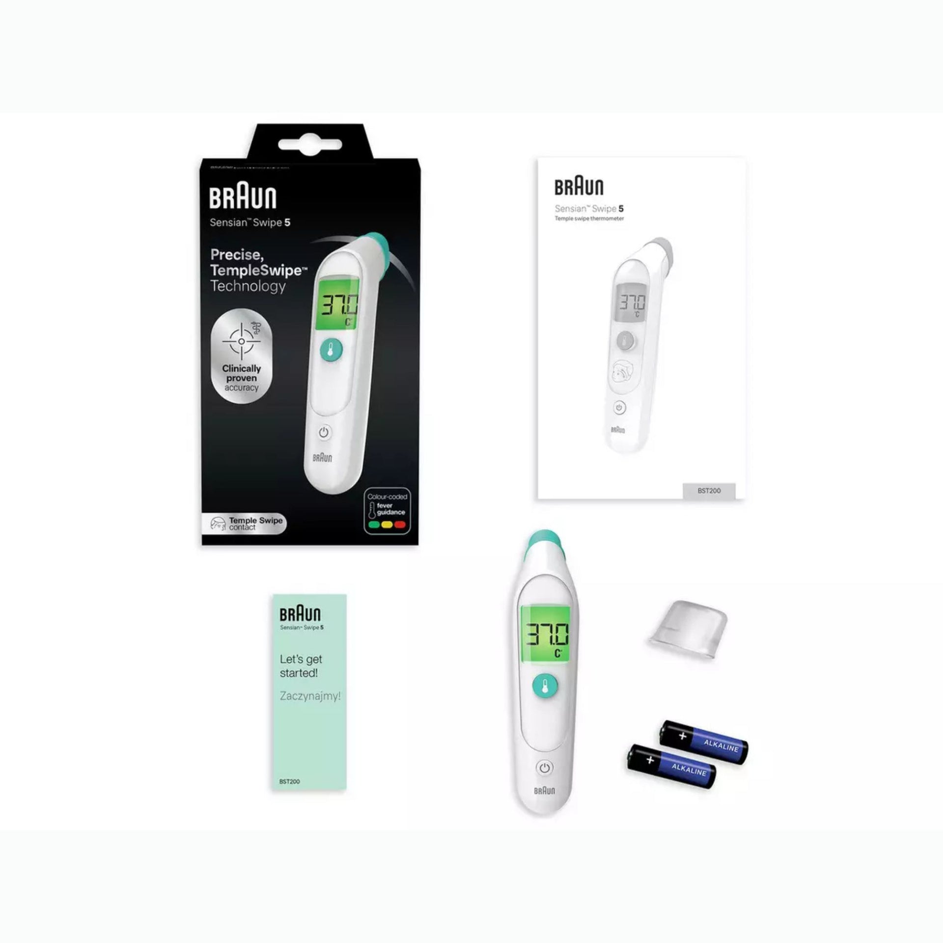 Braun Sensian Swipe 5 Temple Thermometer | TempleSwipe Technology | Color-Coded Digital Display | Baby & Child Friendly | Results in 3 Seconds | Brand #1 in Doctors(1)